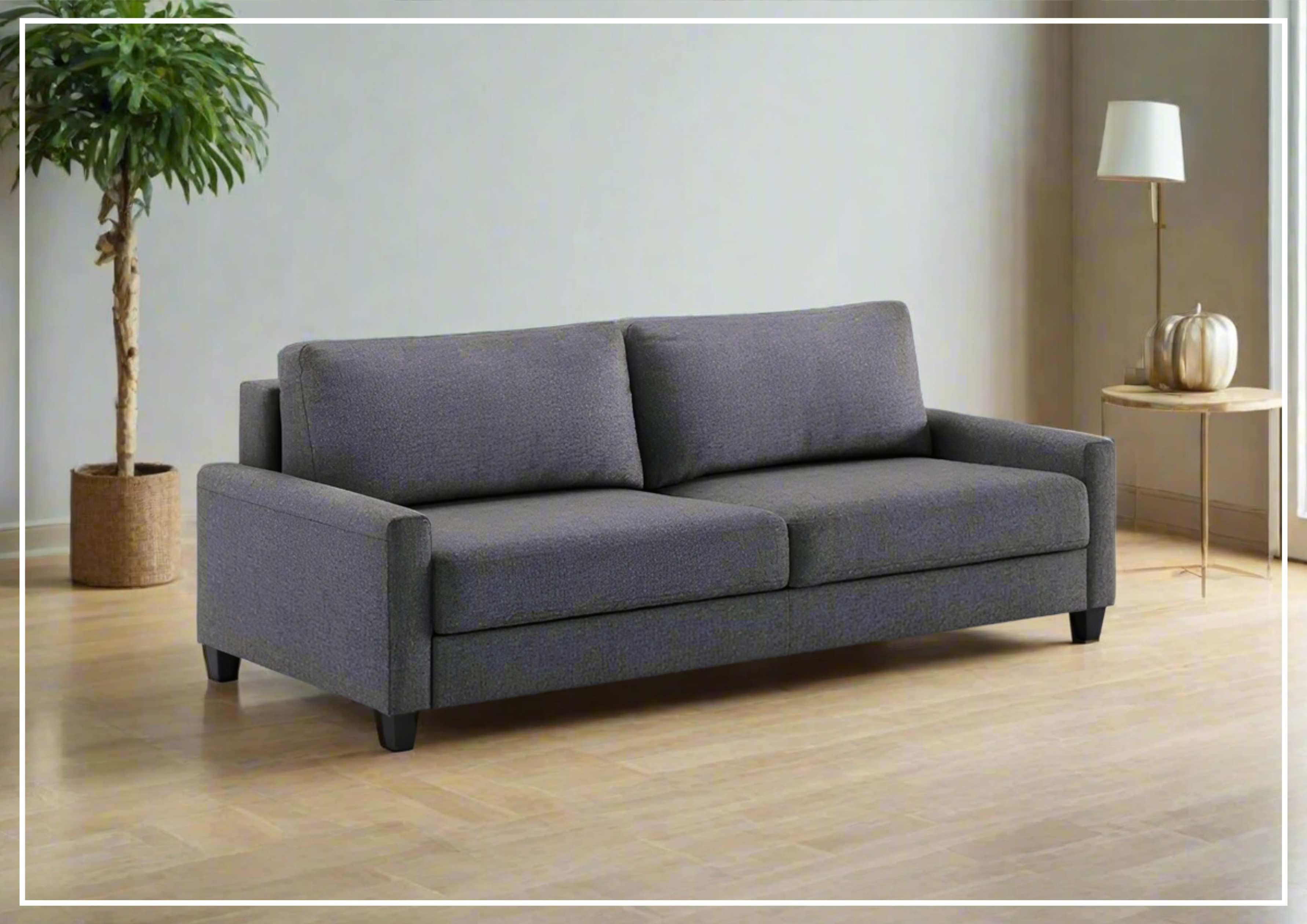 Luonto Nico Fabric Sleeper Sofa - Convertible Bed with Walnut or Chrome Legs - Full, Queen & King Size Options - Perfect for Small Spaces, Guest Rooms & Apartments