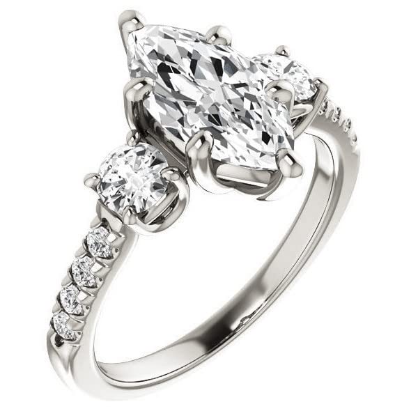 3 CT Marquise Cut Colorless Moissanite Engagement Ring - Vintage Wedding Bridal Set with Halo Accent, Anniversary Solitaire Promise Ring in Gold/Silver - Perfect Gift for Her, Proposal, Valentine's Day & Special Occasions
