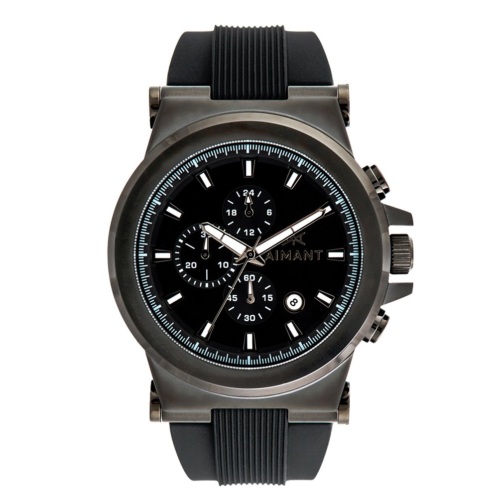 AIMANT Monaco Chronograph Men's Watch - 48mm Analog Stainless Steel Case with Silicone Strap - Waterproof Dress & Casual Watch for Business, Dating & Daily Wear