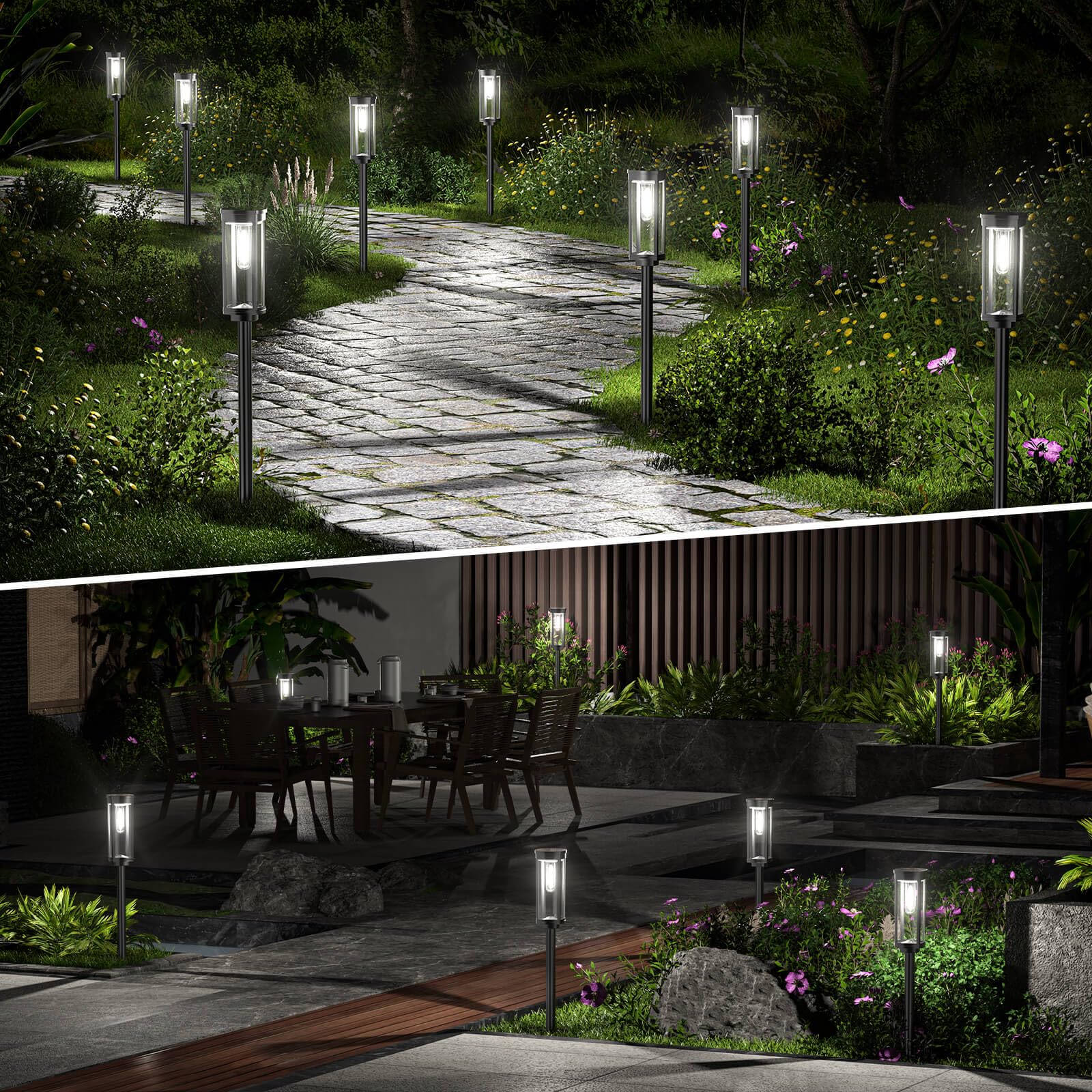 8 Pack Solar Pathway Lights Outdoor Waterproof - Bright Solar Garden Lights for Yard, Lawn, Walkway, Driveway & Landscape Lighting | Perfect for Garden Decor, Patio, Backyard & Pathway Illumination