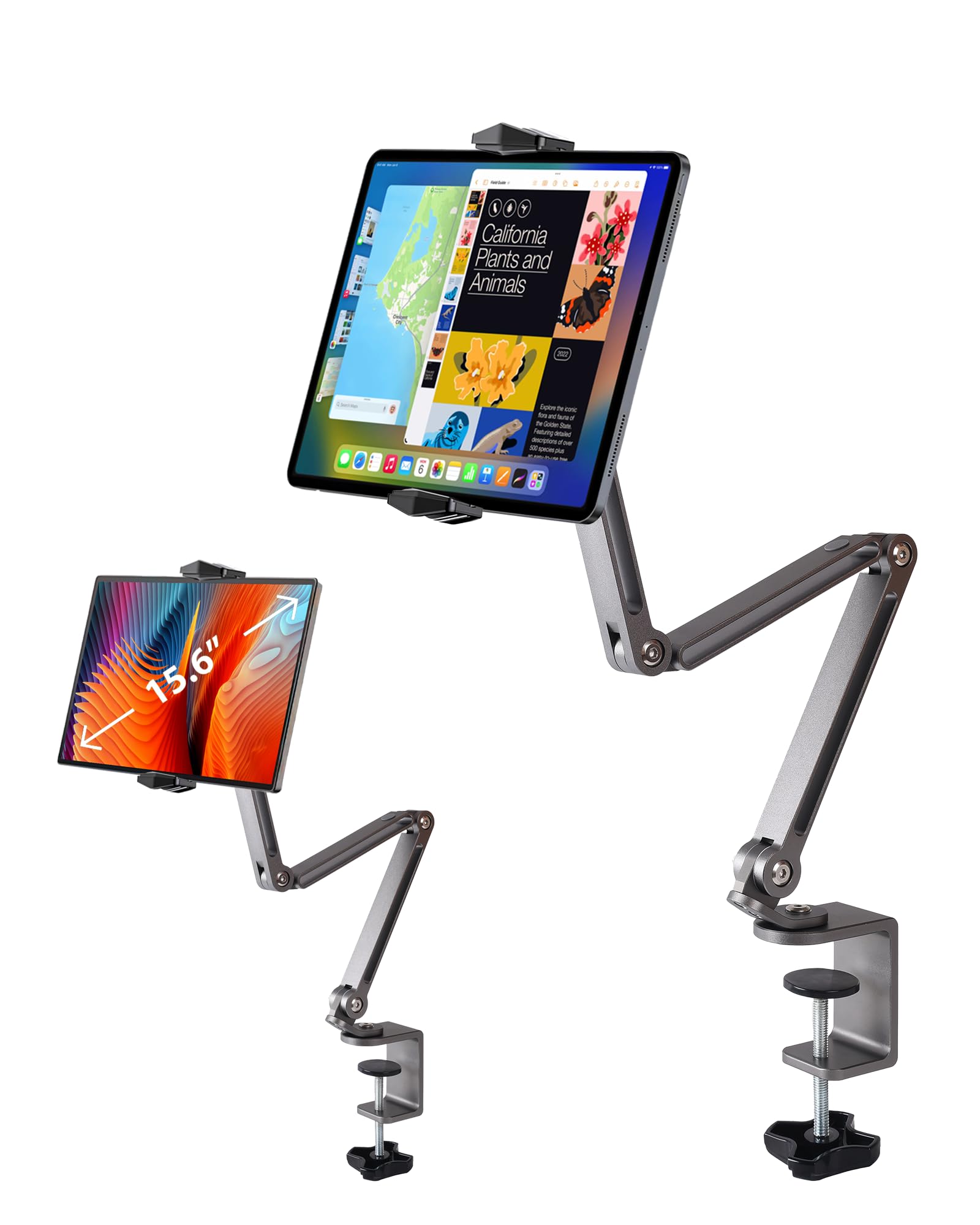 360° Adjustable Aluminum Alloy Tablet Stand - Foldable Phone & iPad Holder for Desk, Compatible with iPad Pro/Air/Mini 13/12.9/11, Samsung Galaxy Tab, Kindle, 15.6