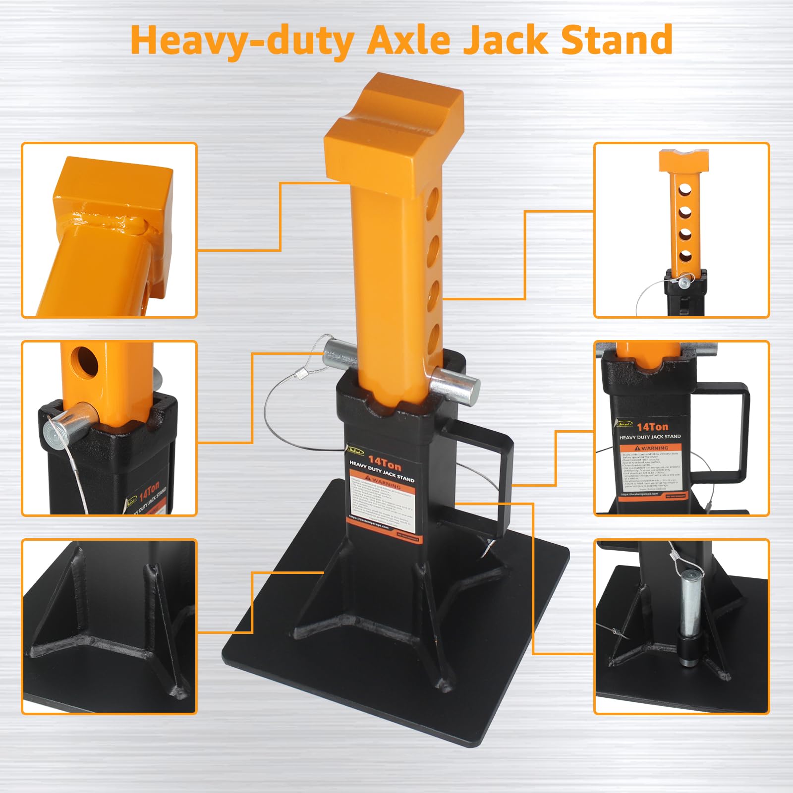 Bestool Heavy Duty 14 Ton (28,000 lbs) Car Jack Stands with Security Locking Pins - 2 Pack for Auto Repair, Vehicle Maintenance & Off-Road Support
