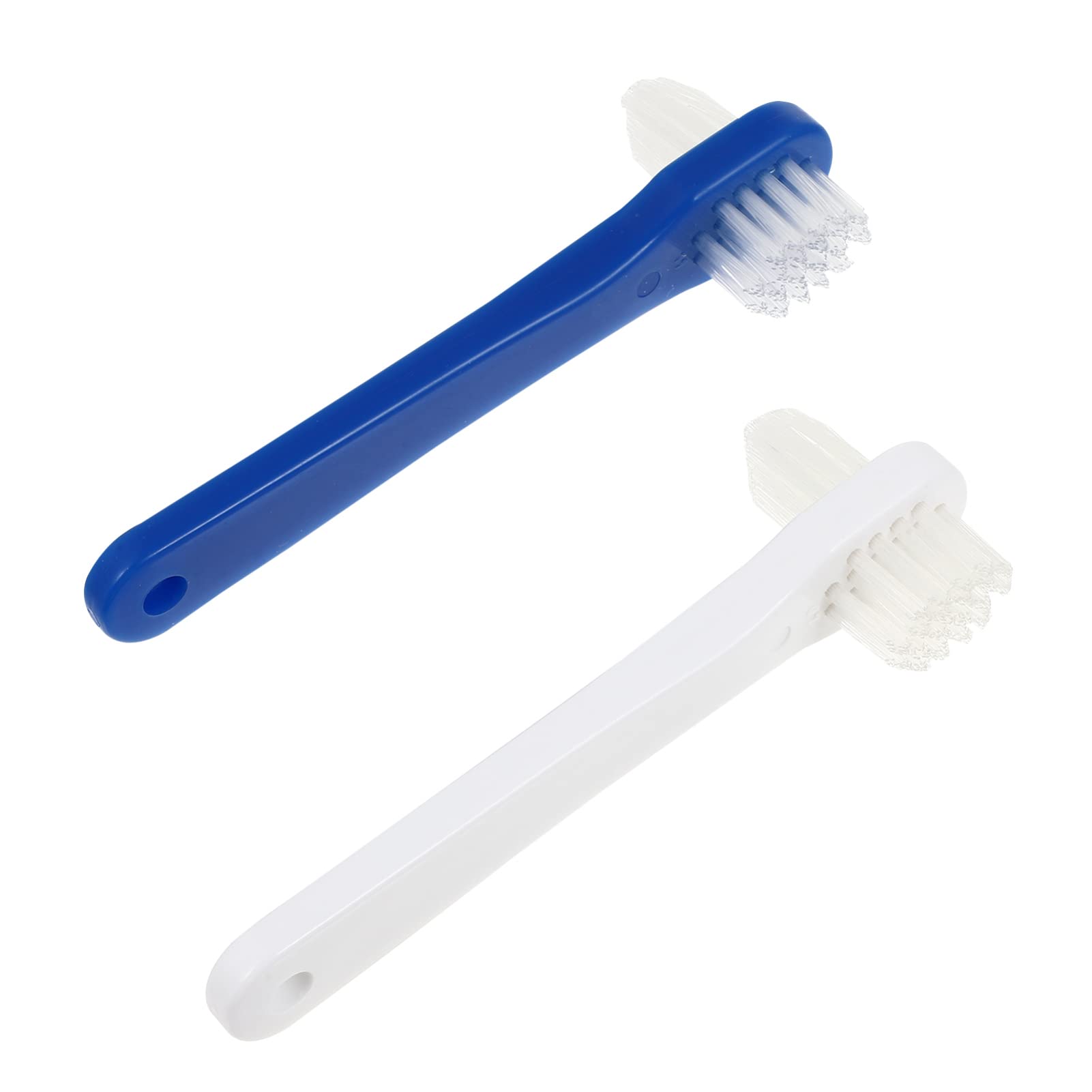 COHEALI Dual Head Manual Toothbrush Set - 2 Pack Soft Bristle Cleaning Brush for Dentures, Braces & Oral Hygiene - Blue & White - Perfect for Travel & Daily Dental Care