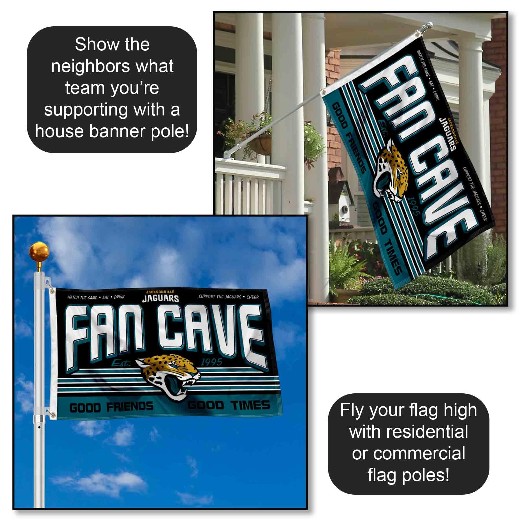 WinCraft Jacksonville Jaguars NFL Fan Man Cave Banner Flag - Perfect for Game Day Decor, Tailgating & Sports Room Wall Art