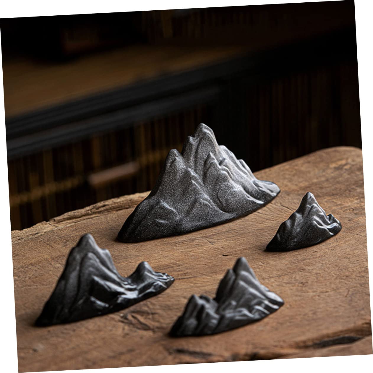 Zen Living Room Decor - 4-Piece Ceramic Mountain Ornaments, Classic Home Decor for Living Room, Porch & Office - Perfect for Meditation Spaces & Modern Interior Design
