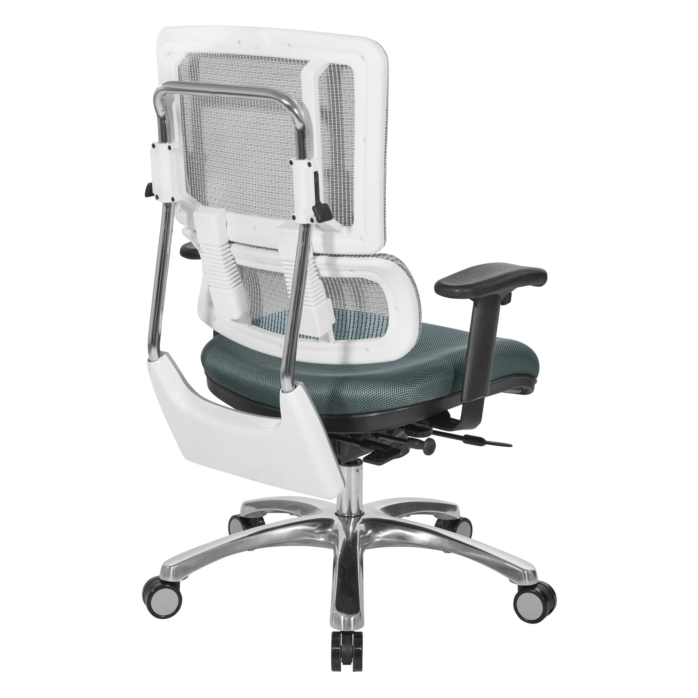 Office Star Pro X996 Ergonomic Mesh Office Chair - Adjustable Height, Lumbar Support & Tilt Function - White Mesh Back with Grey Seat & Polished Aluminum Base - Perfect for Home Office, Executive Desk & Conference Rooms