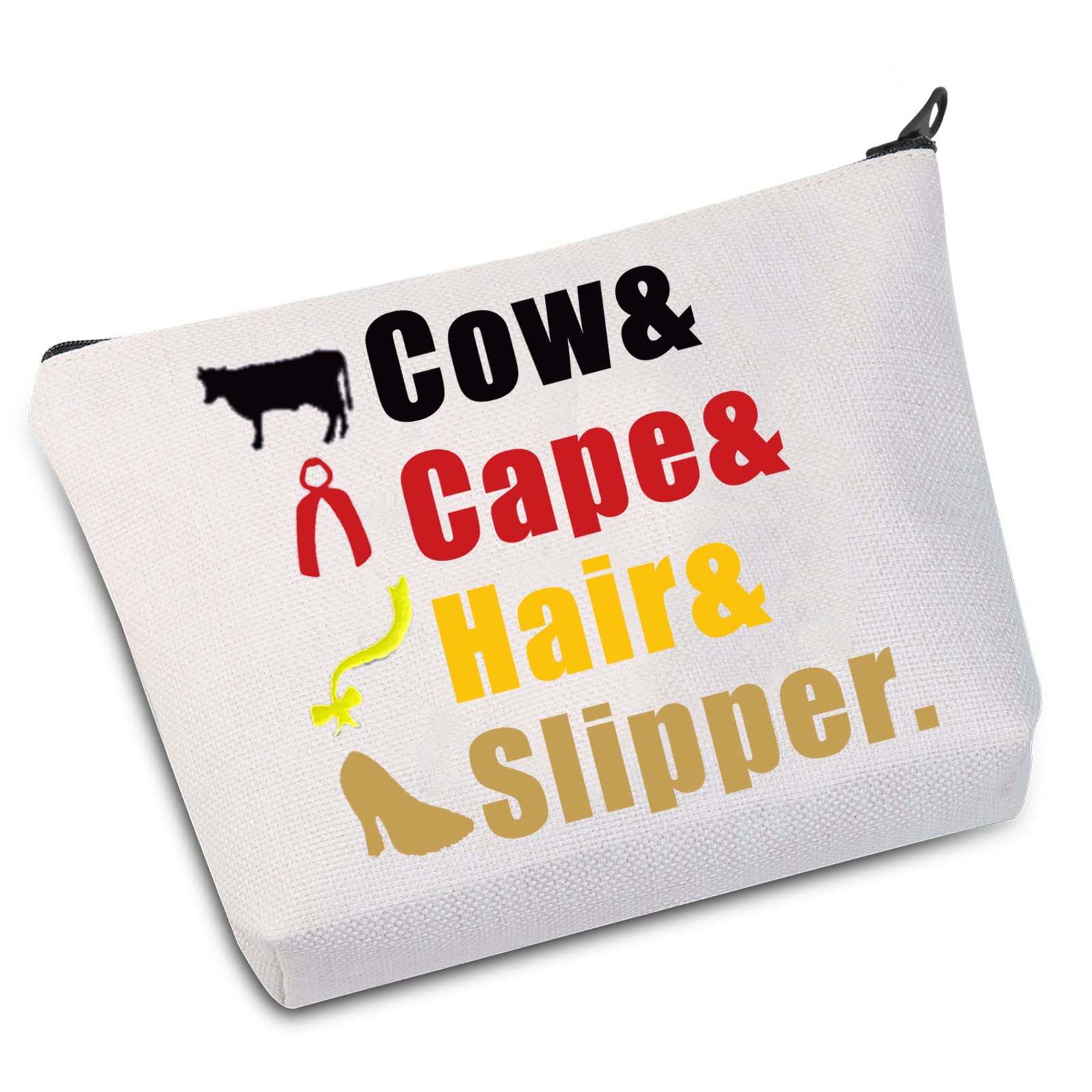 WZMPA Musical Theatre Cosmetic Makeup Bag - Cow, Cape, Hair & Slipper Design - Gift for Women & Girls - Perfect for Travel, Stage Performances & Themed Parties