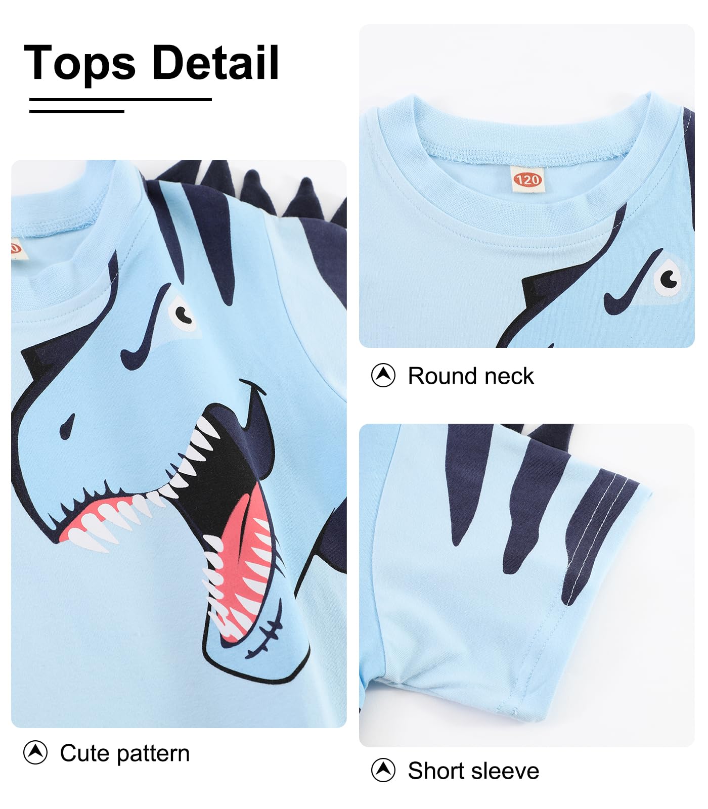 Dinosaur Summer Outfits for Toddler Boys - Cute Short Sleeve Shirt & Shorts Set with Pocket | Playtime & Outdoor Adventure Clothes