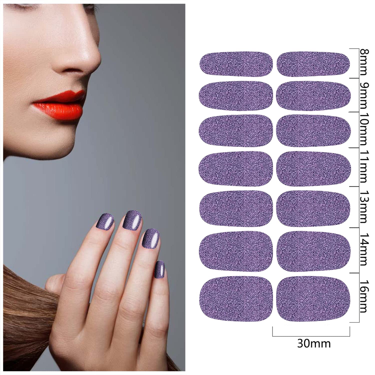 SILPECWEE Glitter Nail Polish Strips for Women - 16 Self-Adhesive Gel Nail Wraps with Nail File - Easy DIY Nail Art Stickers for Parties, Weddings & Everyday Manicures