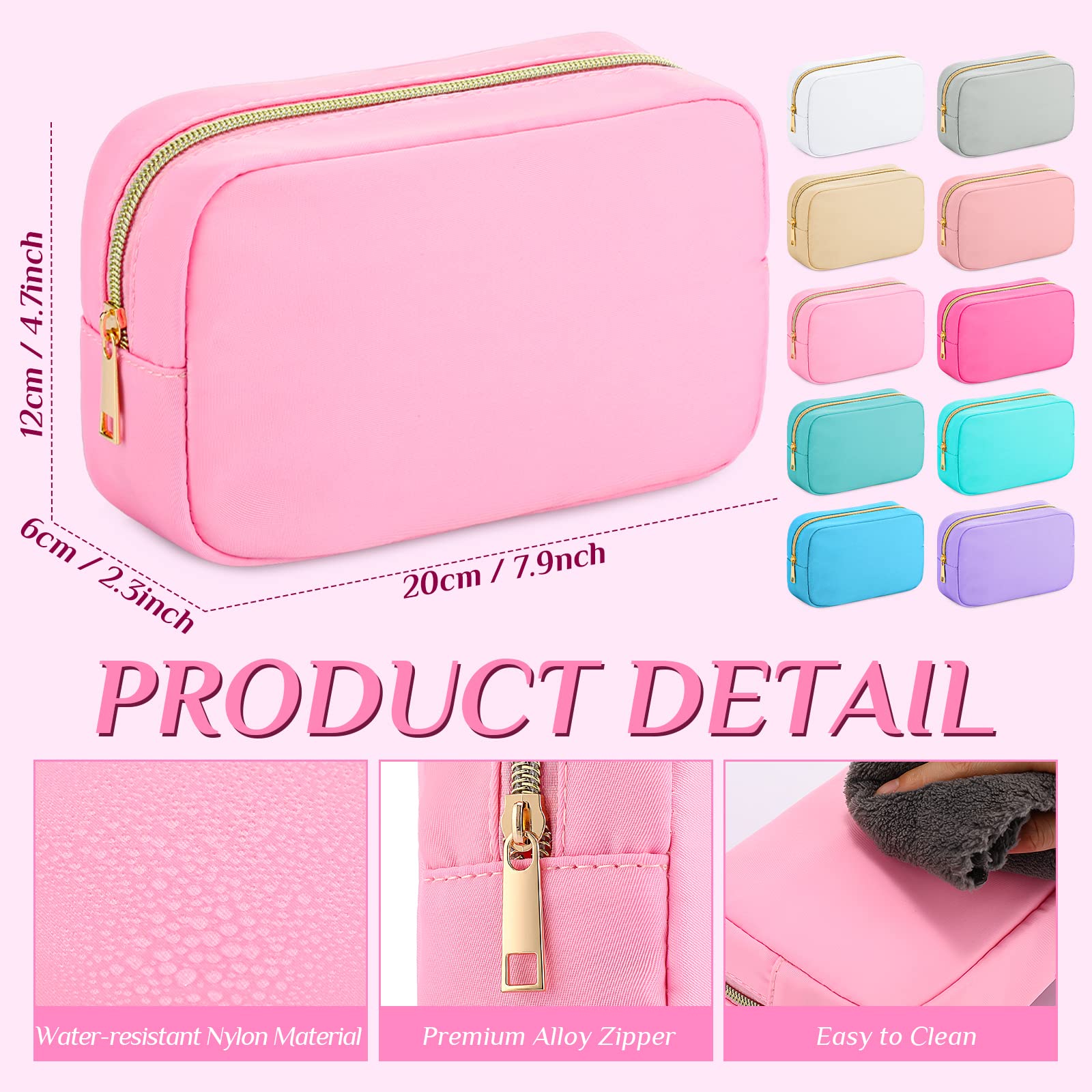 Sweetude 10-Piece Nylon Makeup Bag Set - Reusable Cosmetic Organizer for Women, Large Capacity Travel Toiletry Bag with Zipper (Colorful) - Perfect for Travel, Gym, and Daily Makeup Storage