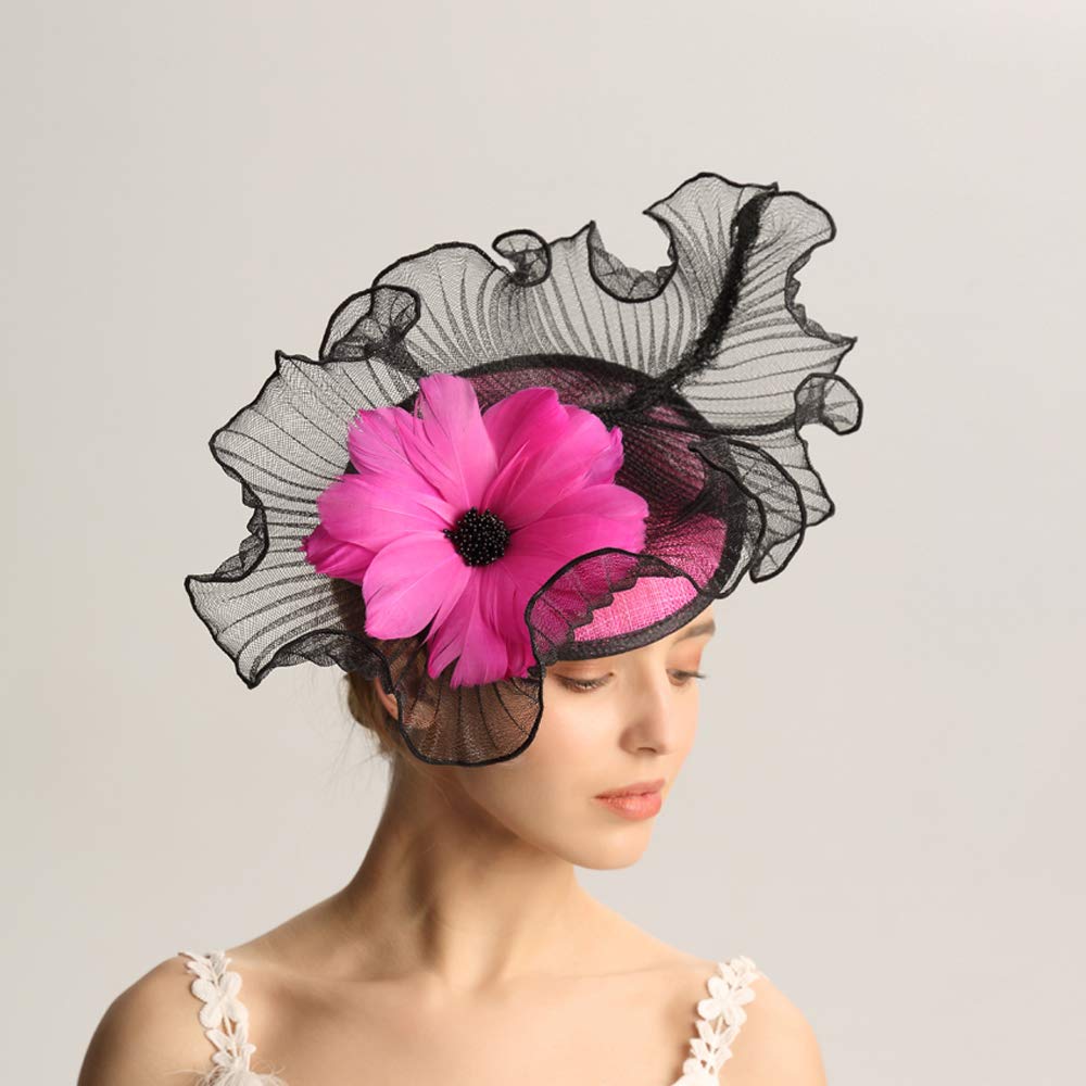VIMARO Elegant Black Fascinator Hat for Women with Colorful Flowers - Perfect for Tea Parties, Kentucky Derby, Weddings & Royal Events (Royal Blue)