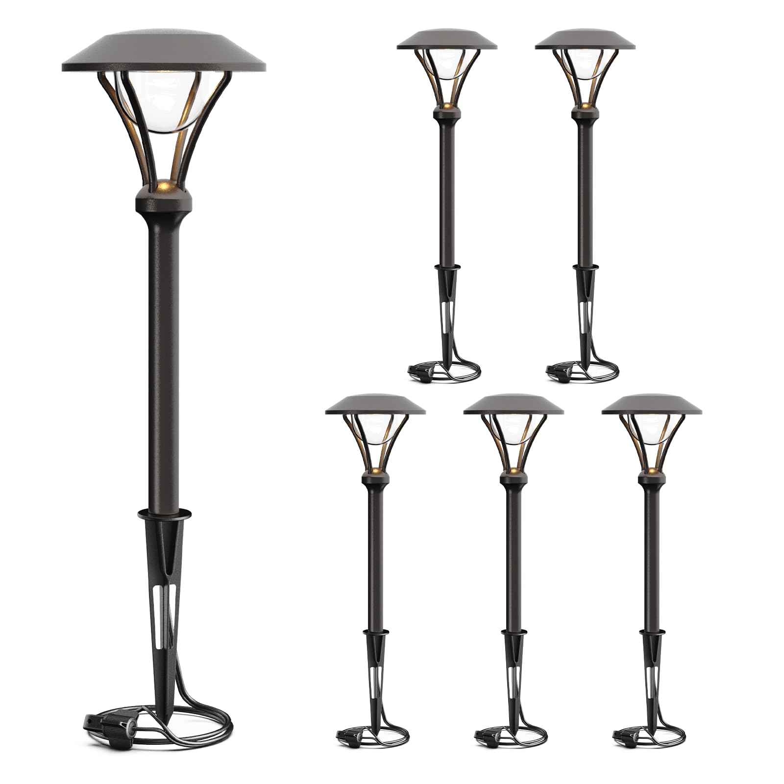 GOODSMANN 6 Pack Low Voltage LED Path Lights - 1 Watt, 60 Lumens Landscape Lighting with Metal Stake for Garden, Yard, Patio - Waterproof Outdoor Flood Lights for Walkways, Driveways, and Garden Borders (Model 9920-2104-06)