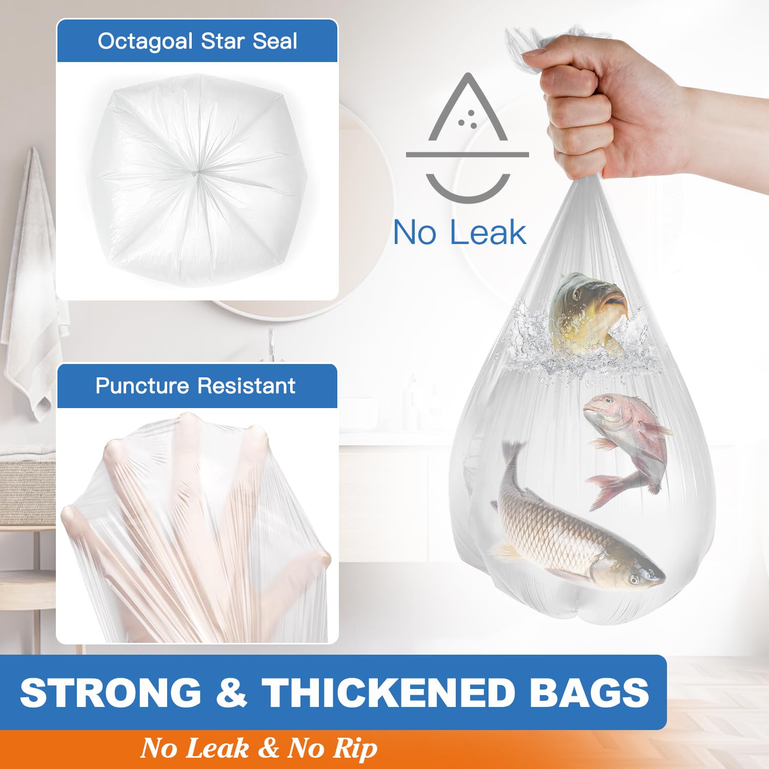 4 Gallon Small Trash Bags (105 Count) - Unscented White Mini Garbage Bags for Bathroom, Office, Kitchen Waste Baskets | Perfect for Small Spaces, Desk Bins, and Compact Trash Cans (15L Capacity)