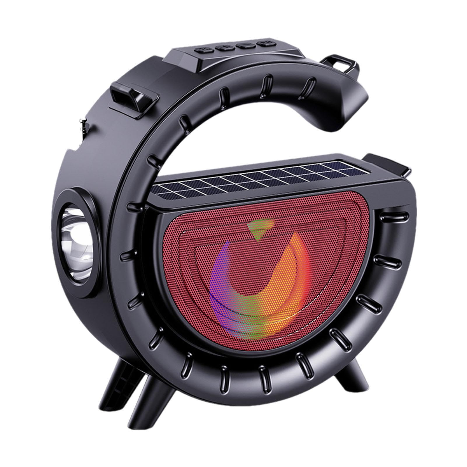 ZWXQE Portable Wireless Speakers with Solar Charging, LED Lights, Punchy Bass, Rich Audio Stereo Pairing, Cute Design for Outdoor, Travel, and Party Fun