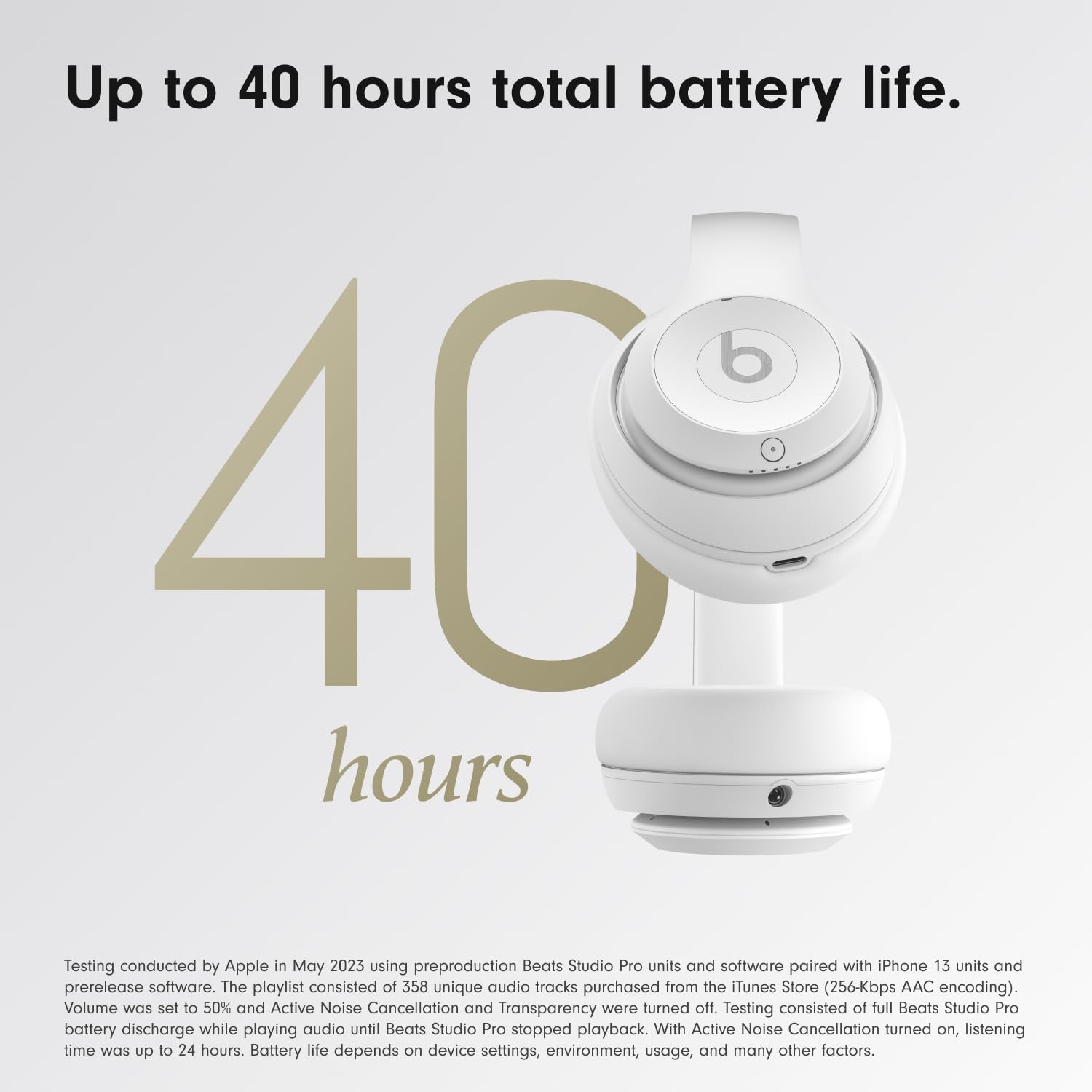 Beats Studio Pro Wireless Bluetooth Noise Cancelling Headphones with Personalized Spatial Audio | USB-C Lossless Sound | 40H Battery Life | Compatible with Apple & Android Devices | Matte White | Perfect for Travel, Workouts & Home Entertainment