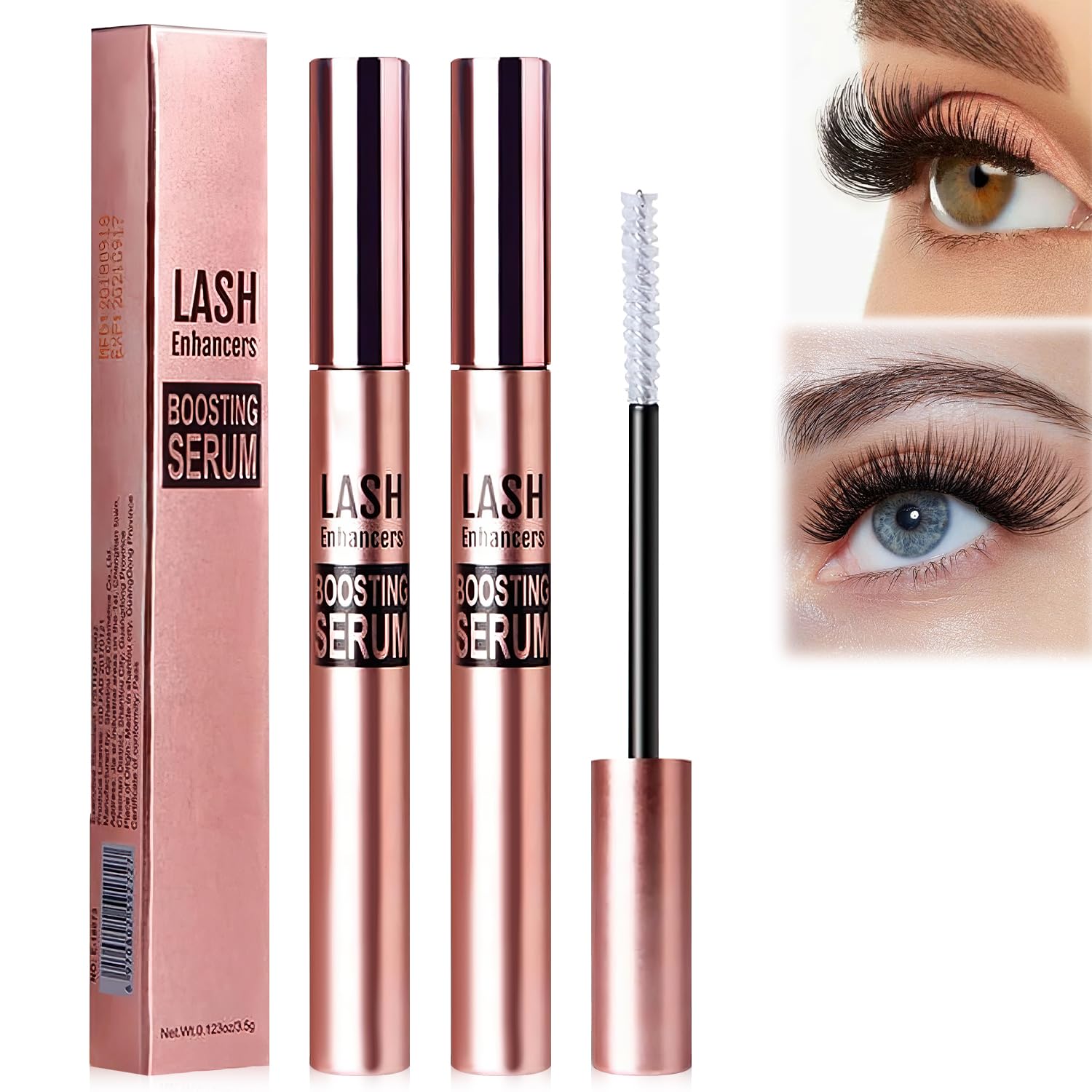 Daislashes Eyelash Growth Serum for Longer, Thicker Lashes & Brows - Natural Lash Enhancer Boosting Serum (2Pcs, Black) - Perfect for Nighttime Lash Care & Daily Beauty Routine
