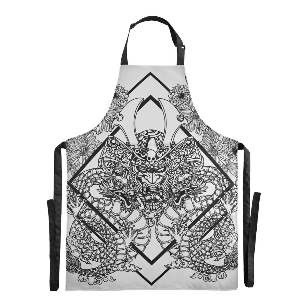 Waterproof Adjustable Funny Dragon Monster Flower Bib Apron for Adults - Farmhouse, Cosmetology & Home Use with Large Pocket - Perfect for Cooking, Gardening, DIY Projects & Gifts
