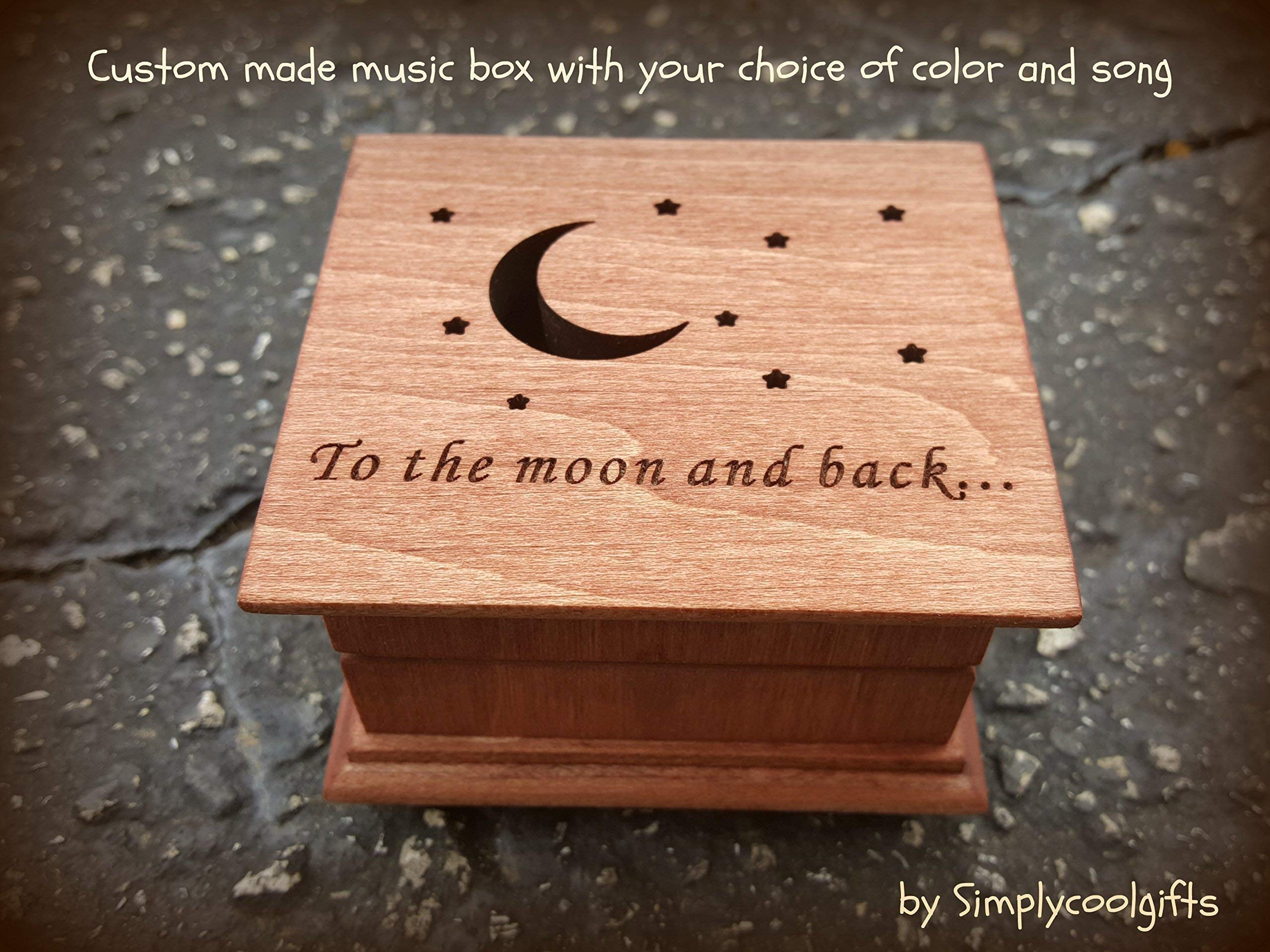 Custom Handmade Music Box - To The Moon and Back with Moon & Stars Design | Plays 