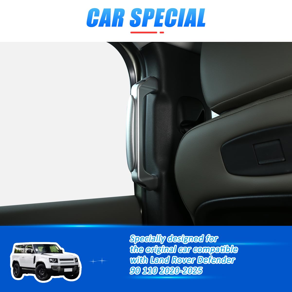 Premium Aluminum Alloy Car Interior Door Handle Trim Replacement for Land Rover Defender 110 (2020-2022 Models) - Durable Upgrade Accessory for Enhanced Interior Style & Protection | Perfect for Off-Road Adventures & Daily Commuting