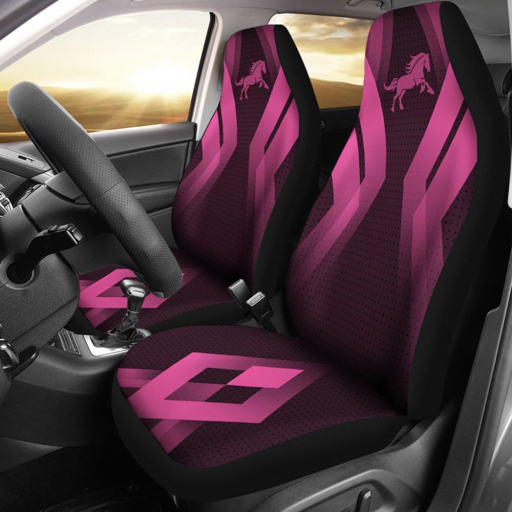 Premium Black & Pink Mustang Horse Custom Car Seat Covers - Universal Fit for Ford Mustang Models - Perfect for Car Enthusiasts & Gift Giving