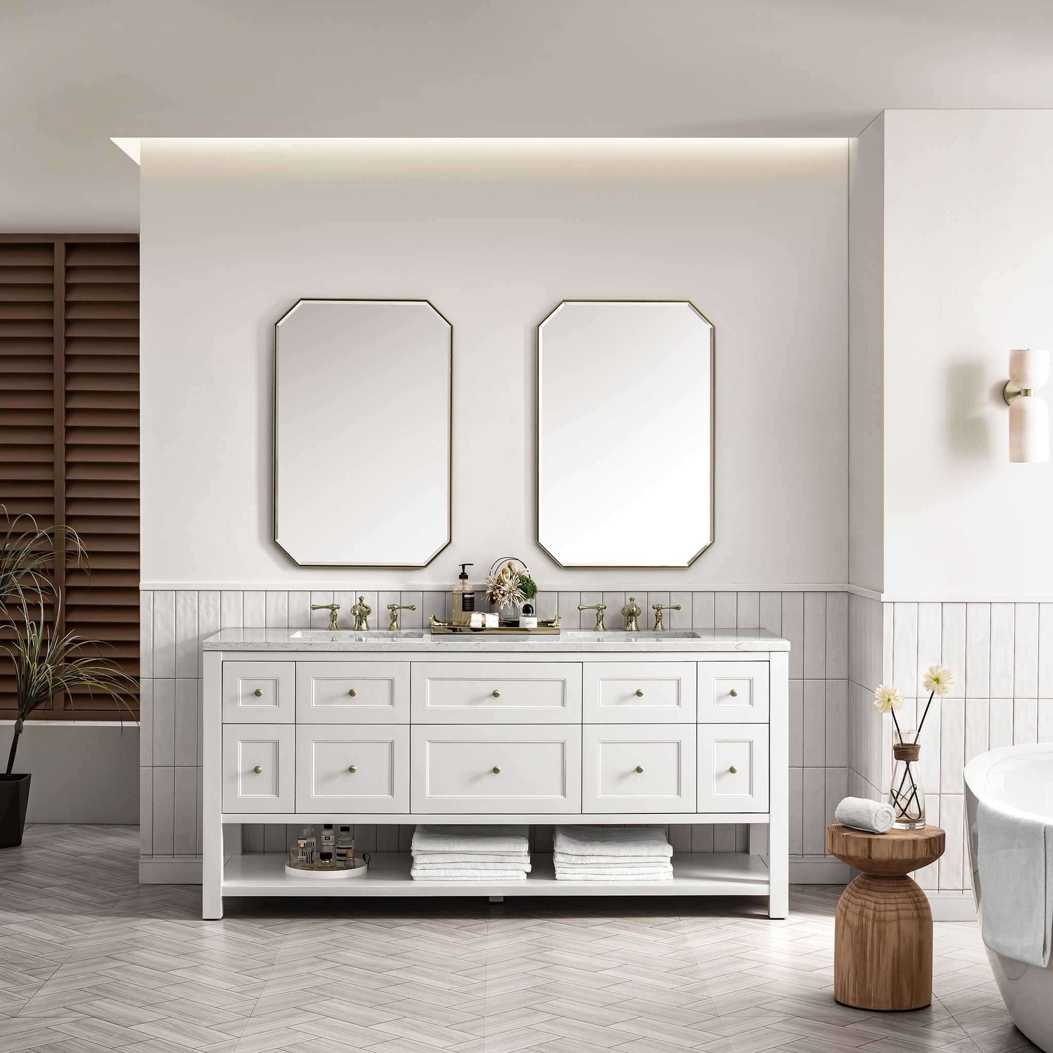 Breckenridge 72-Inch Double Vanity in Bright White – Perfect for Master Bathroom & Modern Home Renovation