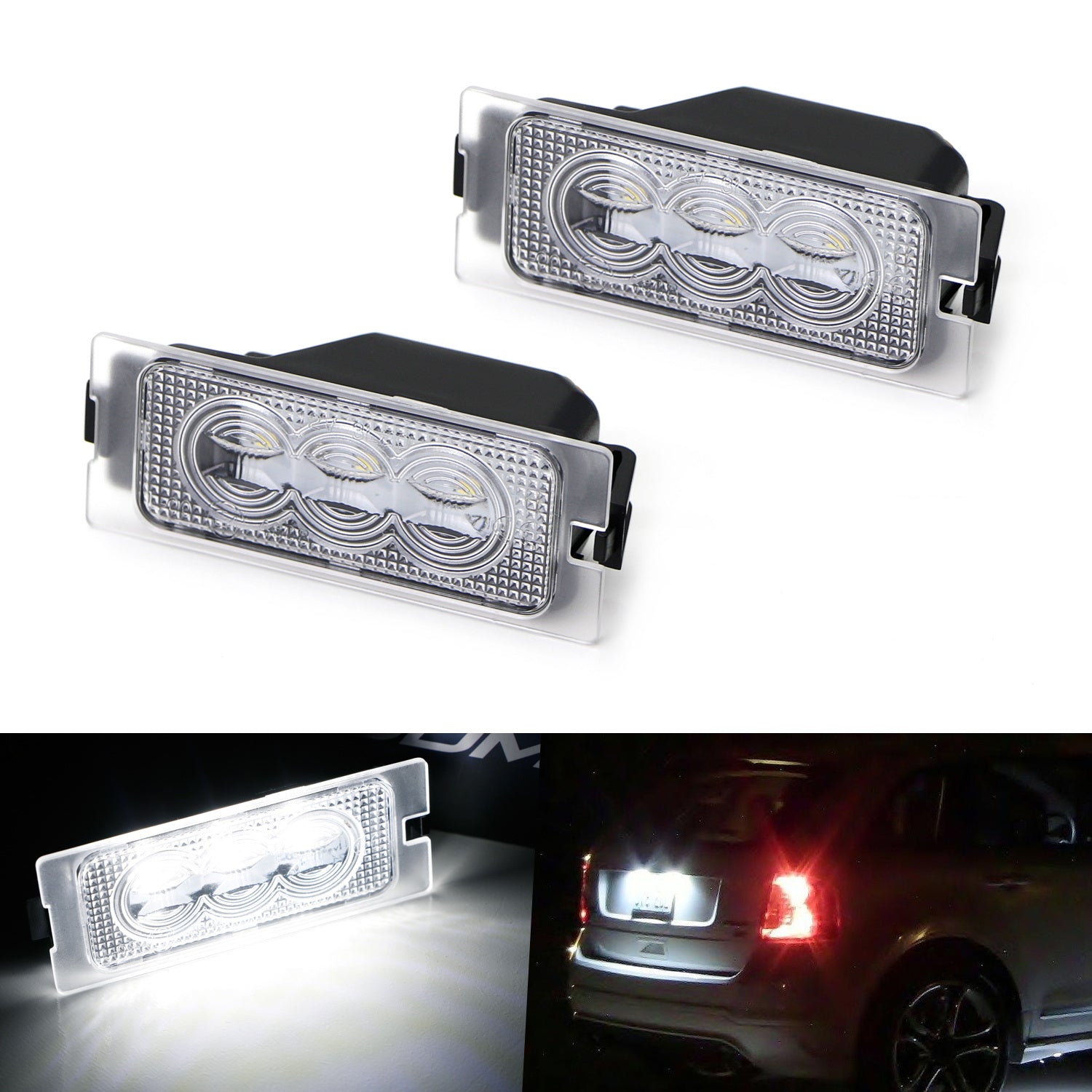3 Diode Osram LED License Plate Light Assembly for Ford Edge Escape Mercury Mariner - Bright White Light for Enhanced Visibility & Style - Perfect for Night Driving & Custom Car Upgrades
