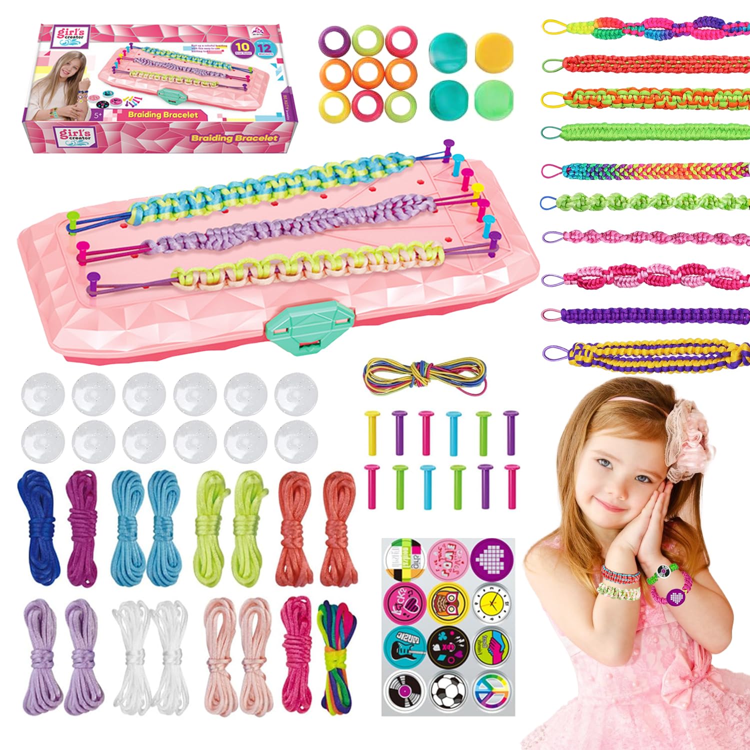 DIY Friendship Bracelet Kit for Kids - Elastic Beading & Braiding Craft Set - Creative Art Gift for Birthdays, Parties & Summer Camp Activities