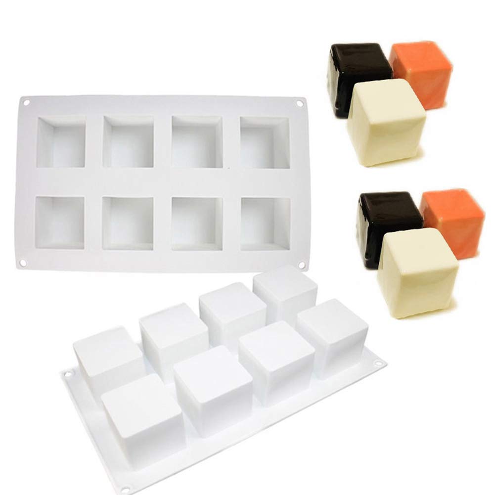 8 Grid Square Silicone Cake Mold - Chocolate Pastry Jelly Baking Tray for Cake Decoration, Candy Making & Sugar Crafts (295x170x50mm) - Perfect for Home Baking, Party Desserts & DIY Kitchen Creations
