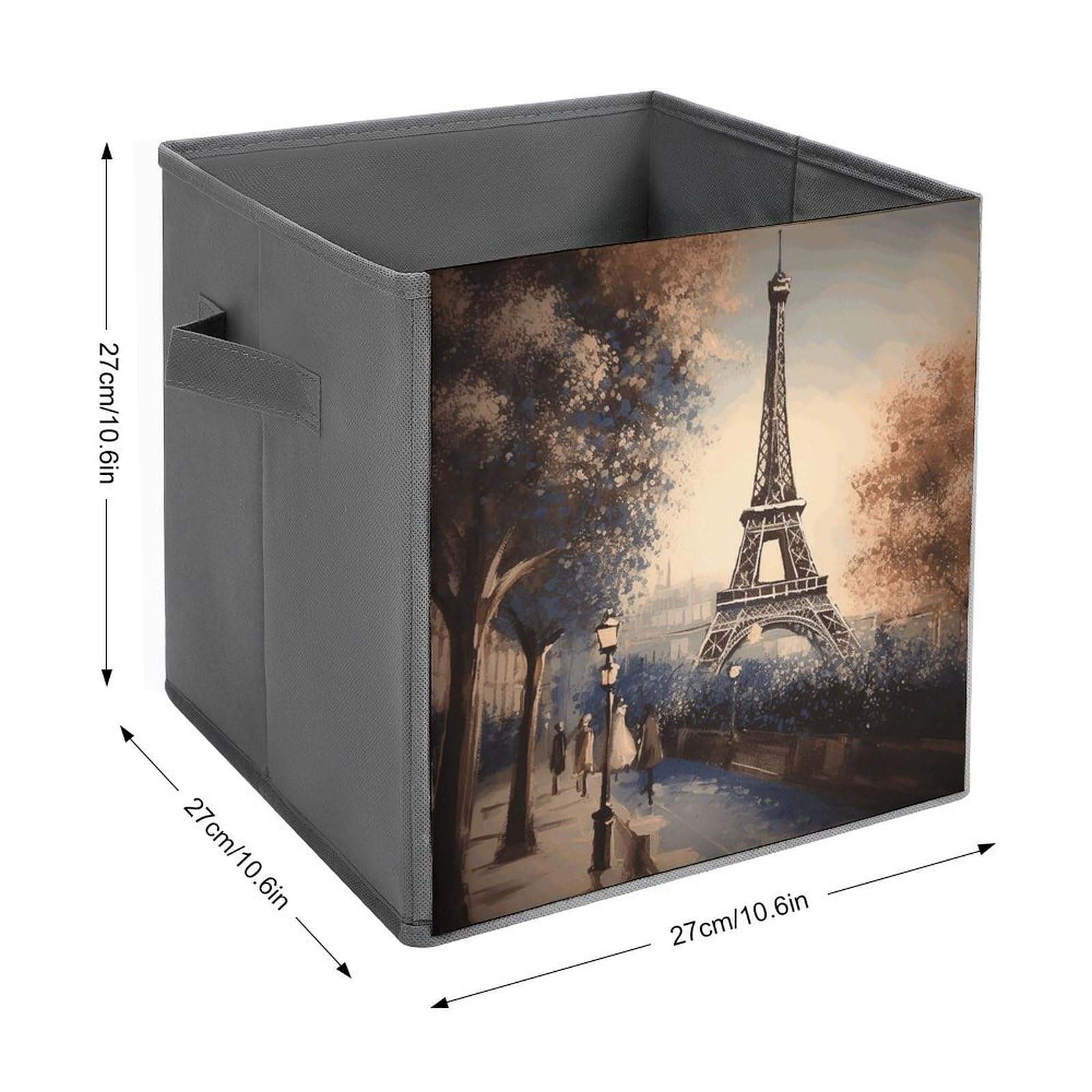 Foldable Storage Bins with Paris Eiffel Tower Print - Large Capacity Multi-Functional Organizer Box for Home, Office & Closet Organization (1-Pack) - Perfect for Storing Toys, Clothes, Books & Household Items