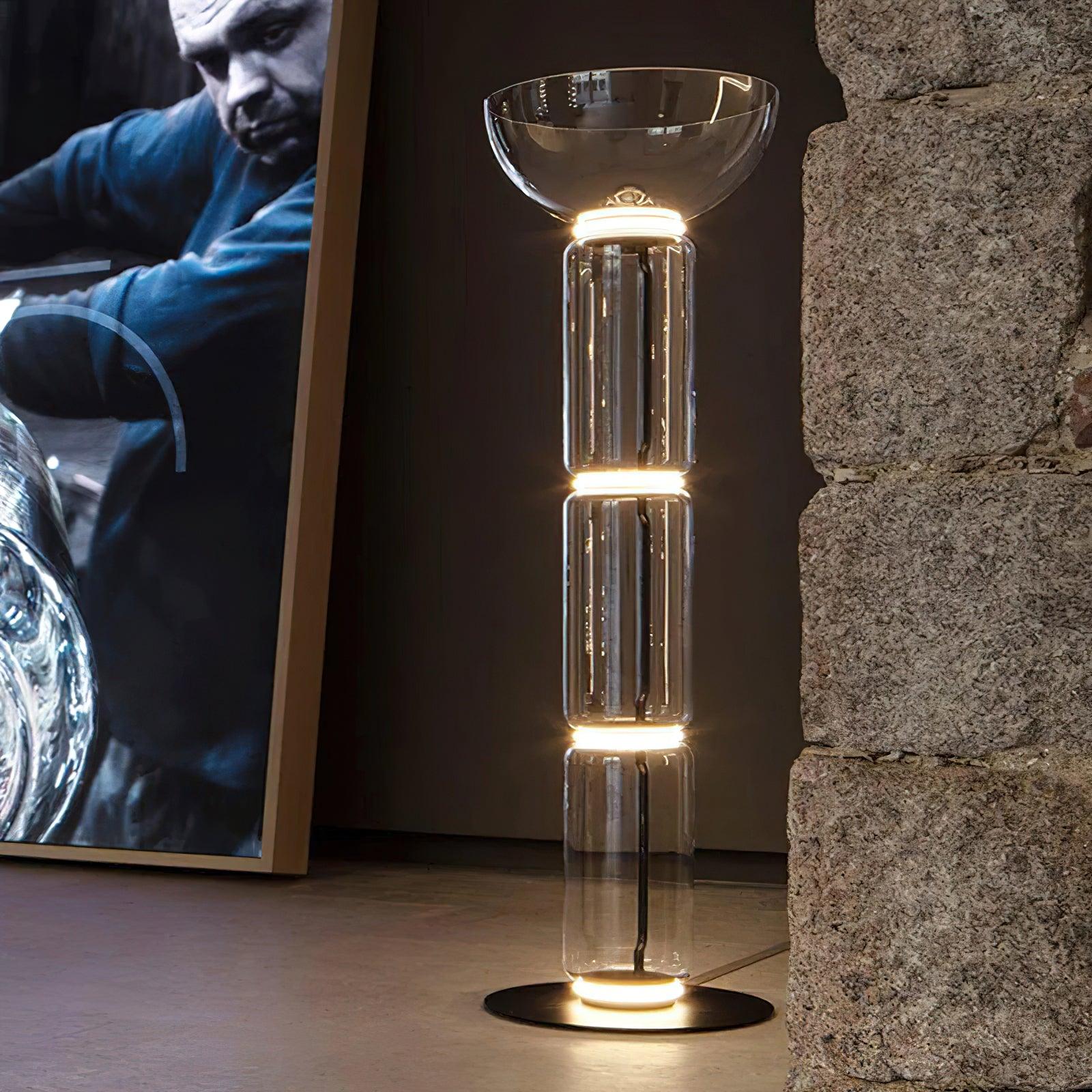Modern Tamle Glass Floor Lamp - Elegant LED Standing Light for Living Room, Bedroom & Office - Adjustable Brightness & Warm White Light - Perfect for Reading, Relaxing & Home Decor