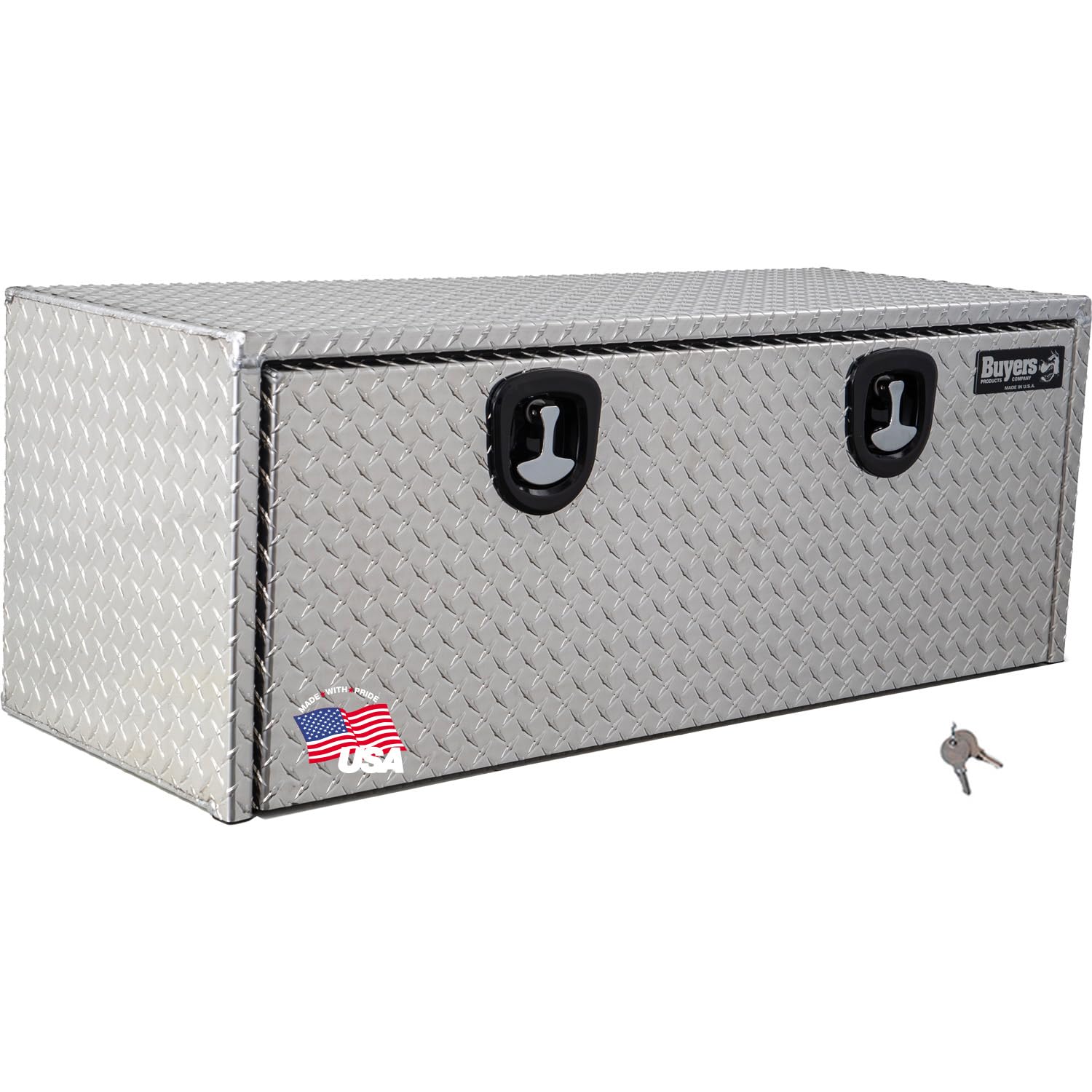 Diamond Tread Aluminum Underbody Truck Tool Box with Compression Latch - 18x18x48 Inch Heavy Duty Storage & Organization | Made in USA | Perfect for Construction, Landscaping & Fleet Maintenance