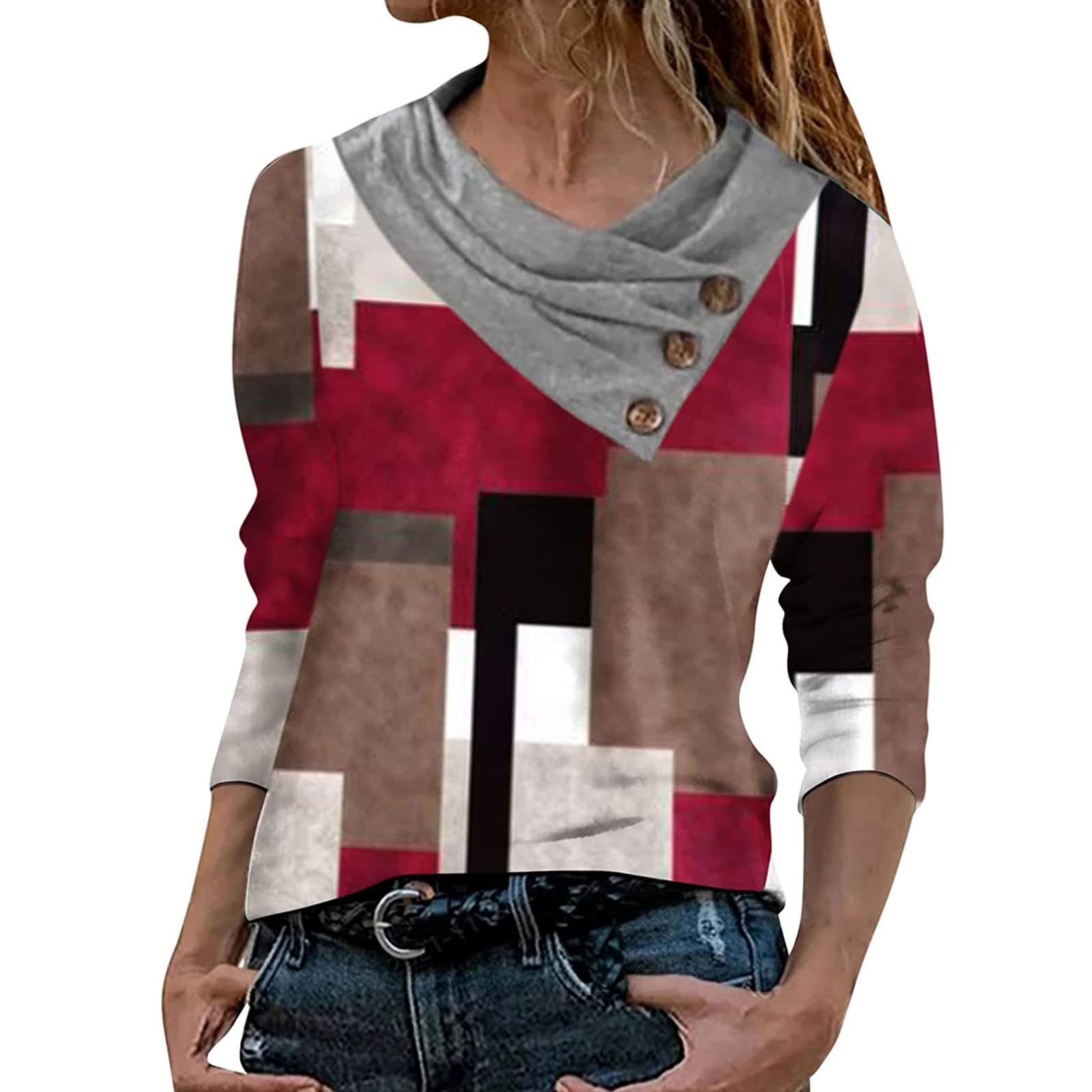 Women's Color Block Crewneck Sweater - Casual Long Sleeve Pullover Tunic Top for Work & Everyday Wear | Comfortable Office & Weekend Outfit