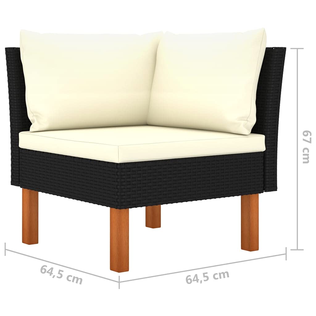 Premium 3-Piece Poly Rattan Outdoor Sofa Set with Solid Eucalyptus Wood Legs - Weather-Resistant Wicker Patio Furniture for Garden, Backyard, Porch & Balcony - Perfect for Relaxing, Entertaining and Creating Cozy Outdoor Living Spaces