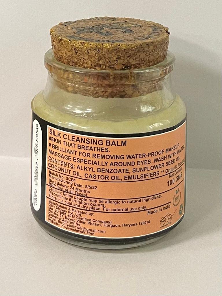 Olive Shower Silk Cleansing Balm - 100g Waterproof Makeup Remover for Gentle Face & Eye Cleansing | Perfect for Travel, Daily Skincare & Sensitive Skin