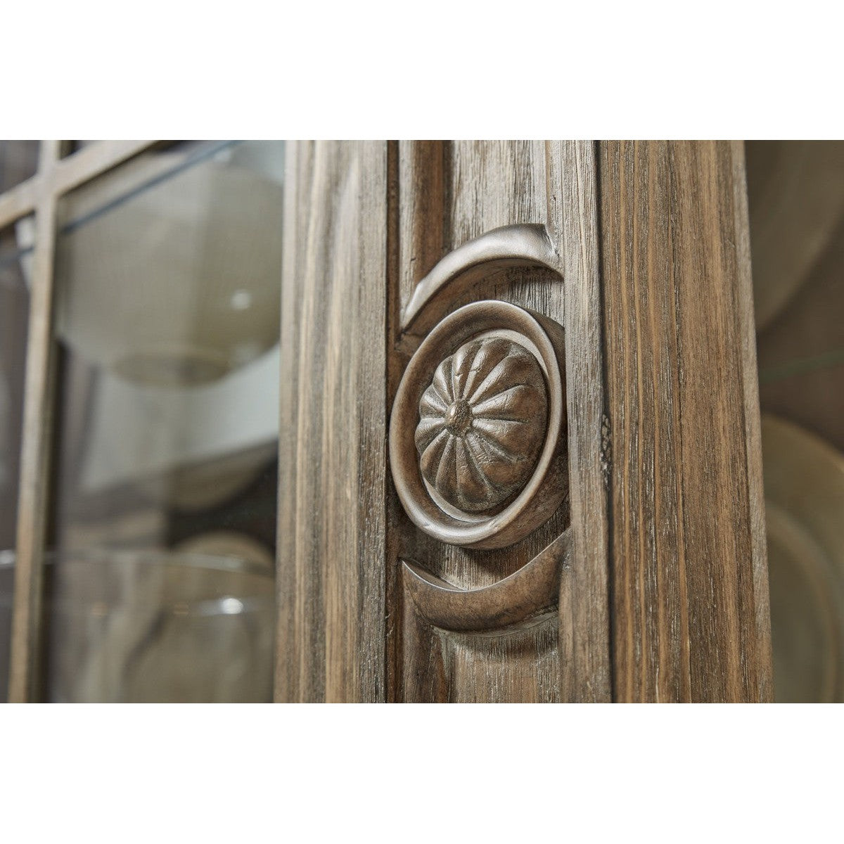 Architrave China Cabinet - Solid Wood Display Cabinet for Dining Room, Brown | Perfect for Showcasing Fine China, Glassware & Collectibles in Home Decor