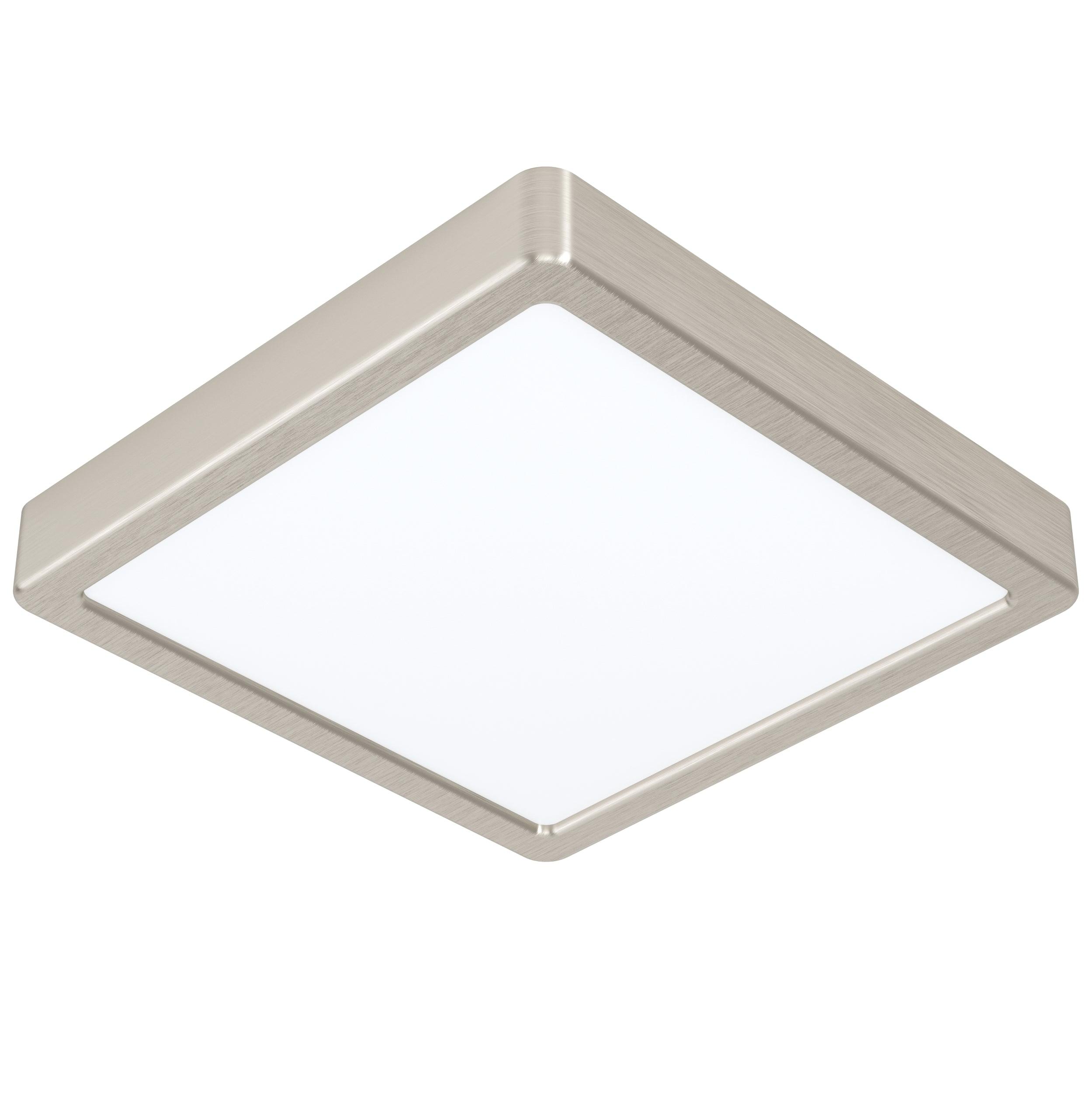 Eglo Fueva 5-LED Modern Square Flush Mount Ceiling Light Fixture, 17W Dimmable Nickel Finish - Perfect for Bedroom, Kitchen, Living Room & Office Lighting