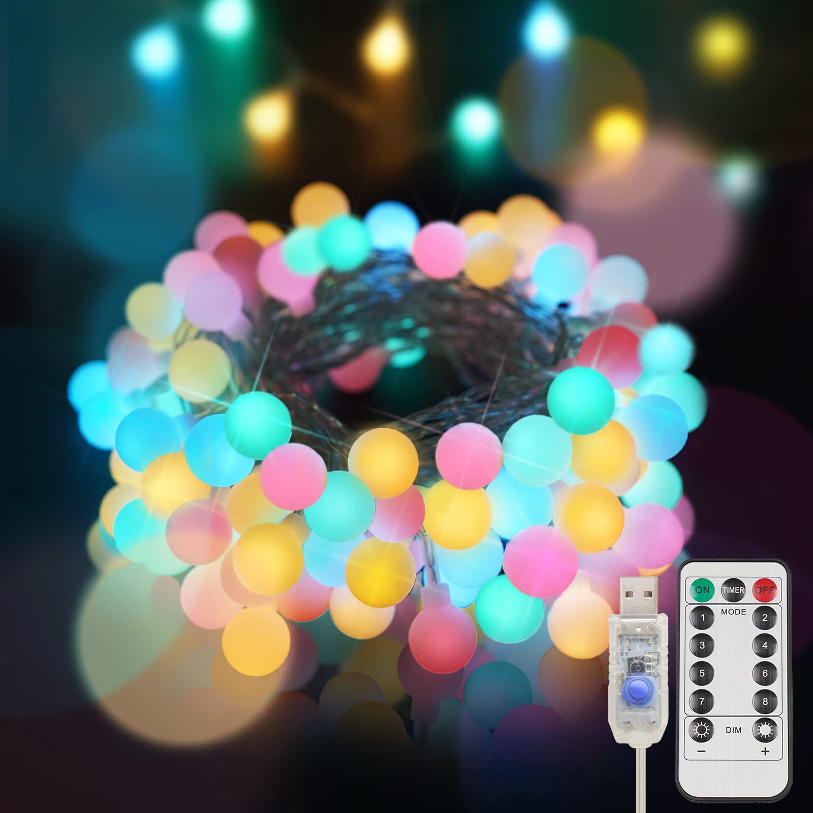 SUDDUS 50 LED Globe String Lights with Remote - 6 Colorful Bulbs for Indoor Bedroom, Party, Patio, Christmas Decor, Living Room & Office | Romantic Ambiance Lighting for Weddings, Dinners & Relaxation