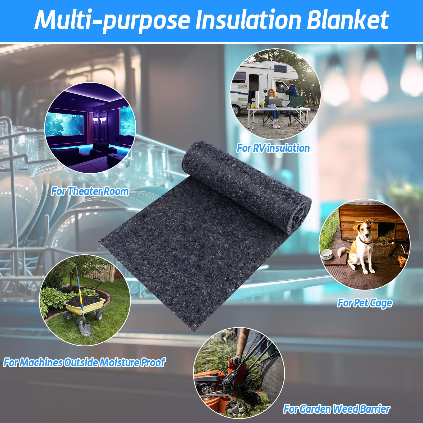 2 Pack Dishwasher Insulation Blanket 16x96x0.2 Inches - Cotton Soundproofing Acoustic Blanket for Noise Reduction, Washing Machine, Oven, Stove, Wall Pipe - Perfect for Home Kitchen & Laundry Room (Grey)