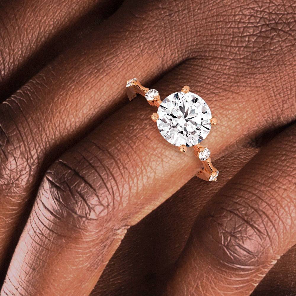 Exquisite Round Cut Moissanite Engagement Ring with Diamond Accent Band & Hidden Halo - Perfect for Proposals, Weddings & Anniversary Gifts