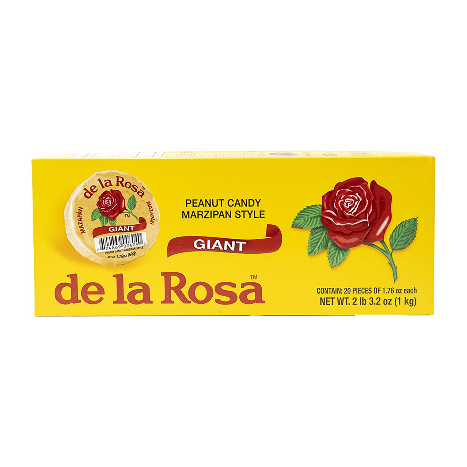 De La Rosa Giant Mazapan Peanut Candy | 20 Count Box | Mexican Sweet Treat for Parties, Gifts & Snacking