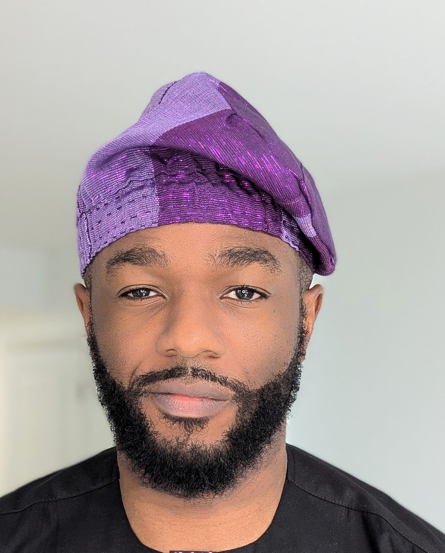 Dupsie's Two-Tone Purple Ireke & Lilac Handwoven Aso Oke Fila Cap Hat DPAHPL25 - Traditional Nigerian Headwear for Weddings, Cultural Events & Fashion Statements