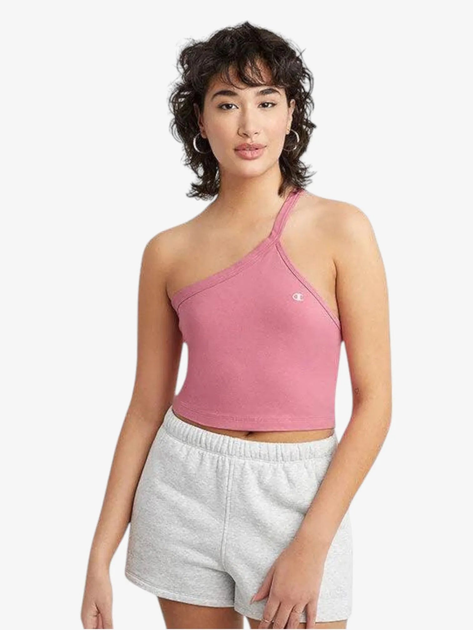 Top Champion Everyday Asymmetrical Rosa T-Shirt - Women's Fashion Casual Tee for Work, Gym & Streetwear