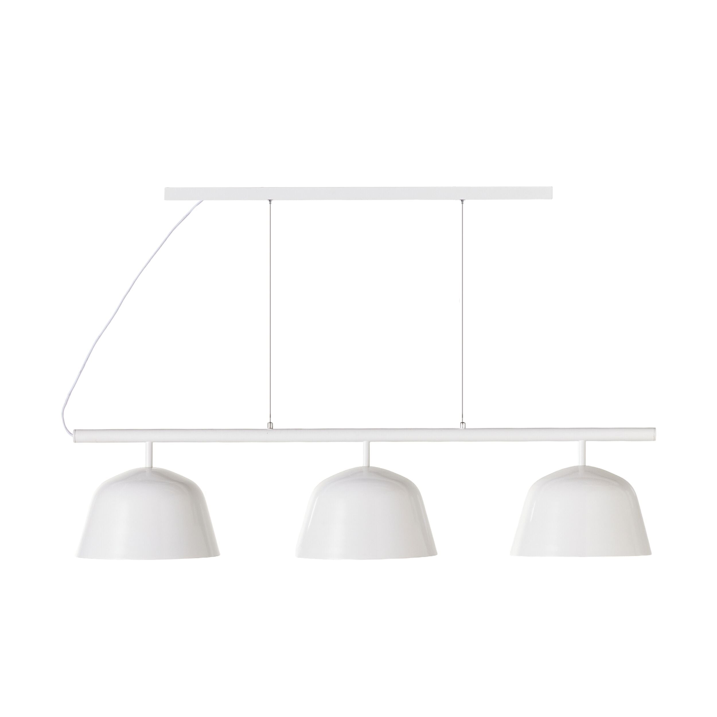Anglesea 3-Light White Metal Pendant Light Fixture with 120cm Hanging Chain - Perfect for Kitchen Island, Dining Room, and Living Room Lighting