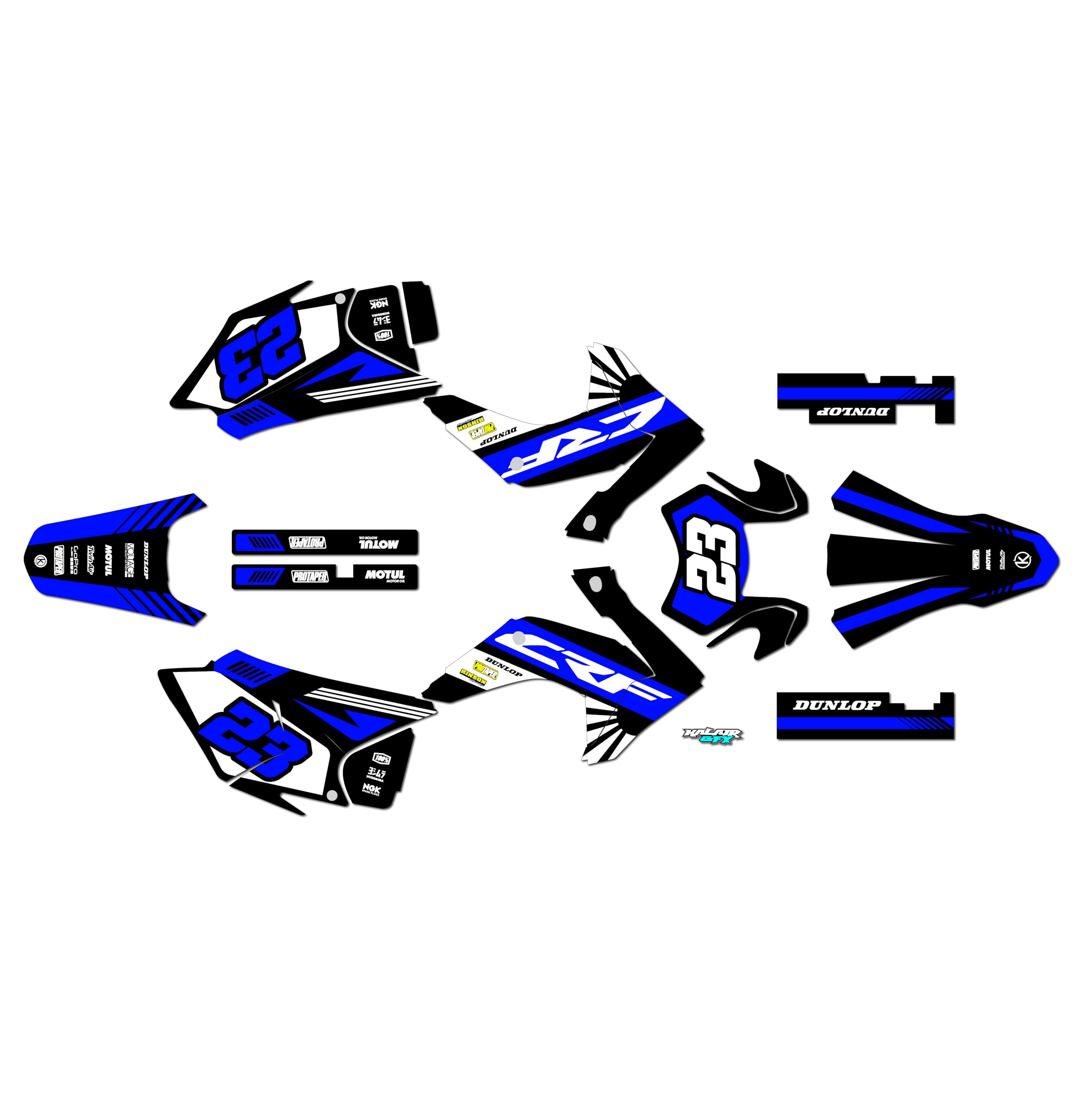 Premium Honda CRF150F (2015-2020) FH Series Blue 9 Mil Graphics Kit - Durable Dirt Bike Stickers & Motocross Racing Decals for Pit Bikes - Perfect for Off-Road Racing, Trail Riding & Motorcycle Customization