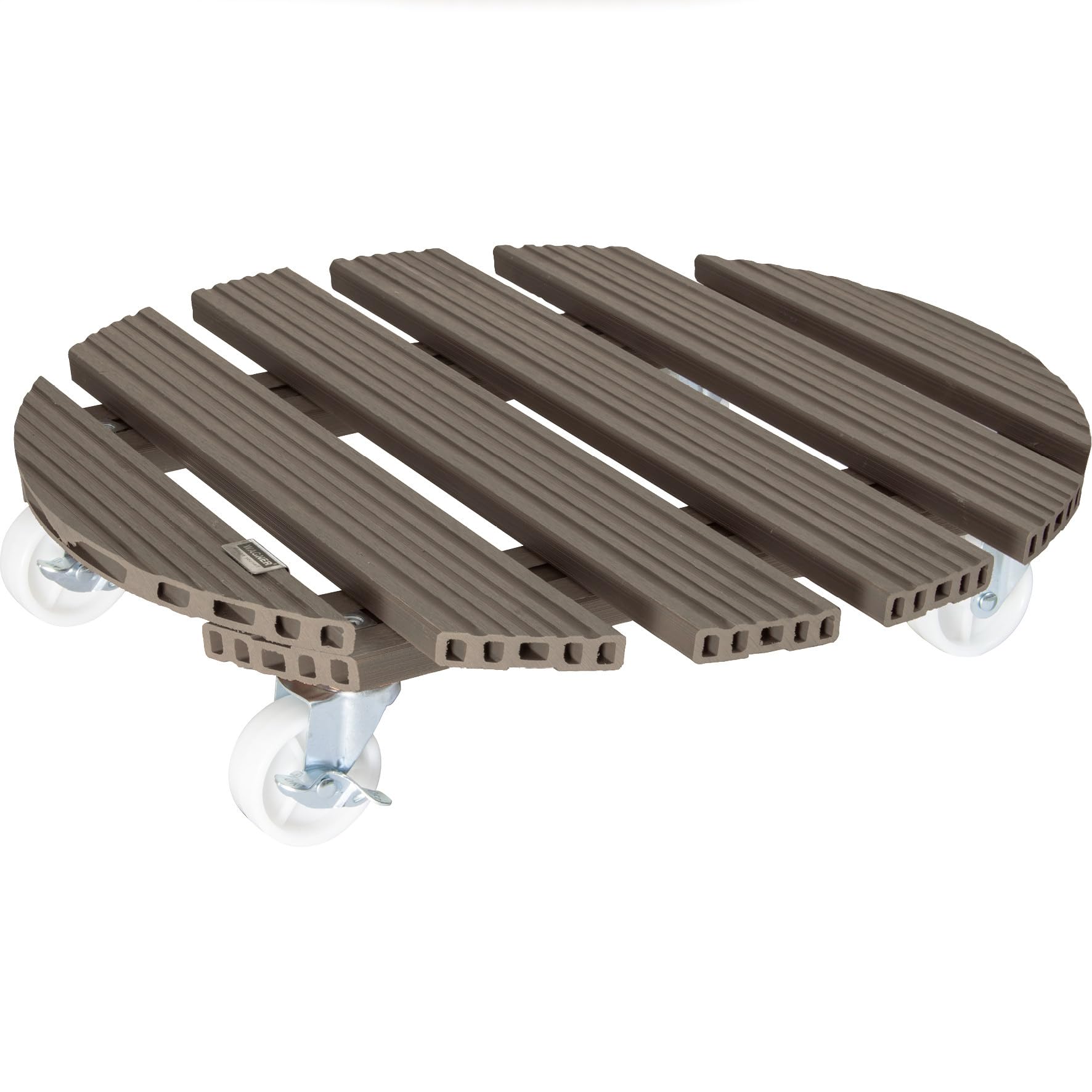 WAGNER Plant Caddy WPC - 19.69 Inch Round Wood Plastic Composite Plant Stand for Indoor & Outdoor Use - FSC® Certified, Taupe Color, 2 Brakes, 265 lbs Capacity (Model 64-0576) - Perfect for Patio, Garden, Balcony & Home Decor