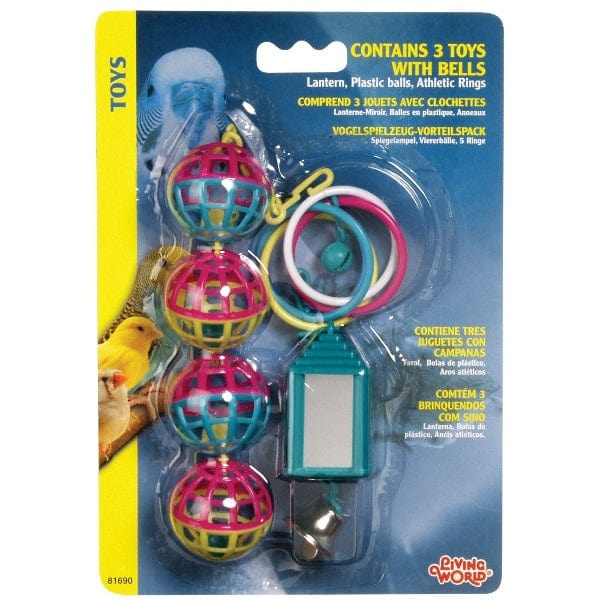 Living World Bird Toys Value Pack - Chewable, Colorful & Durable Parrot Toys for Small & Large Birds - Perfect for Cage Play & Mental Stimulation