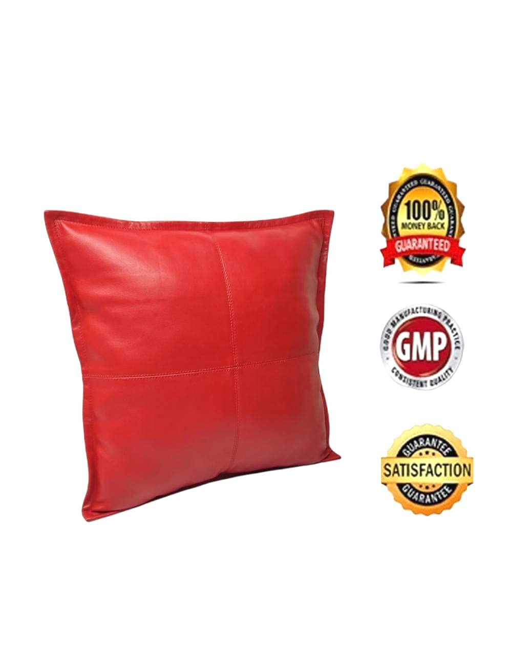 Premium Lambskin Leather Pillow Covers (16x16 Inches) - Soft Decorative Sofa Cushion Cases for Living Room, Bedroom & Office - Set of 2 in Elegant Red Box - Perfect for Home Decor, Gifts & Interior Design