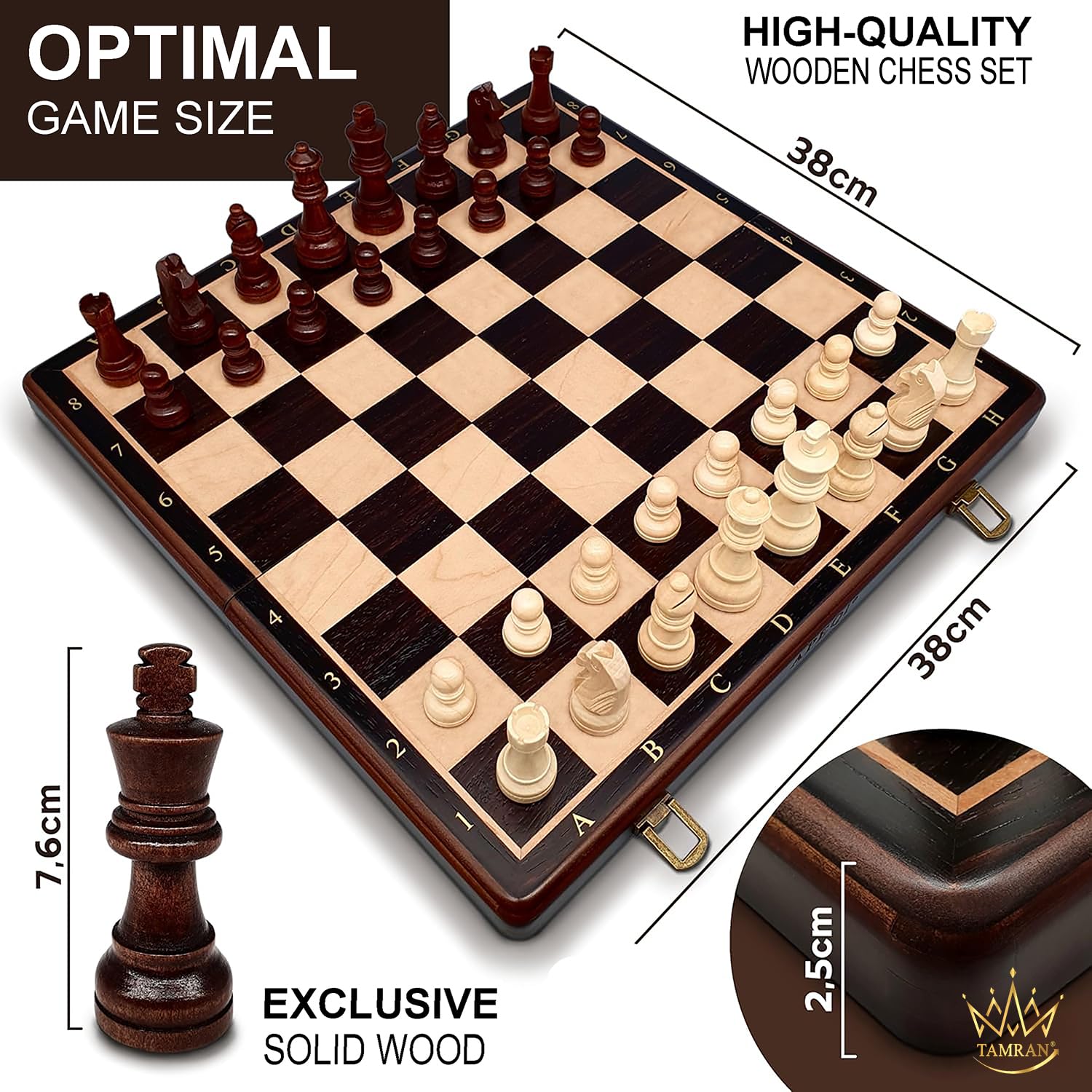 Premium Magnetic Wooden Chess Board Set - 15
