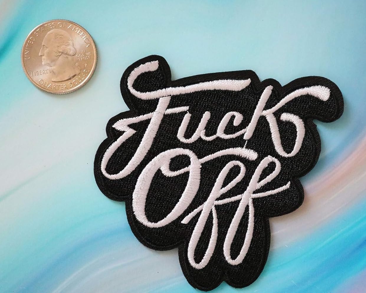 Fuck Off Iron On Patch - 2Pcs 3.2 Inch Embroidered Badge for Jackets, Bags & DIY Accessories | Funny Sew On Applique for Denim, Backpacks & Punk Style Outfits