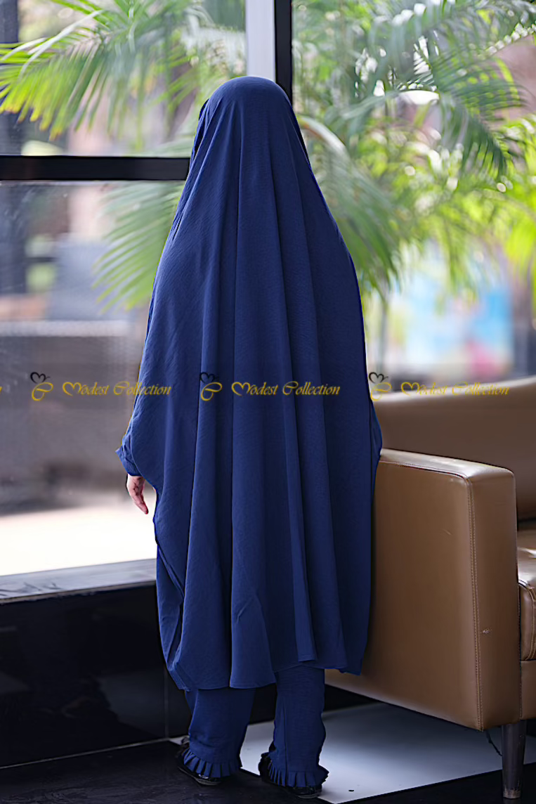 Bareerah Navy Jilbab - Modest Muslim Prayer Scarf for Women - Perfect for Daily Wear, Prayer & Special Occasions